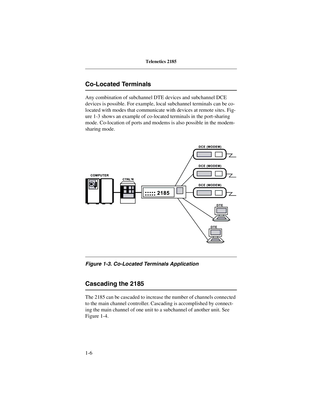 Telenetics 2185 manual Co-Located Terminals, Cascading 