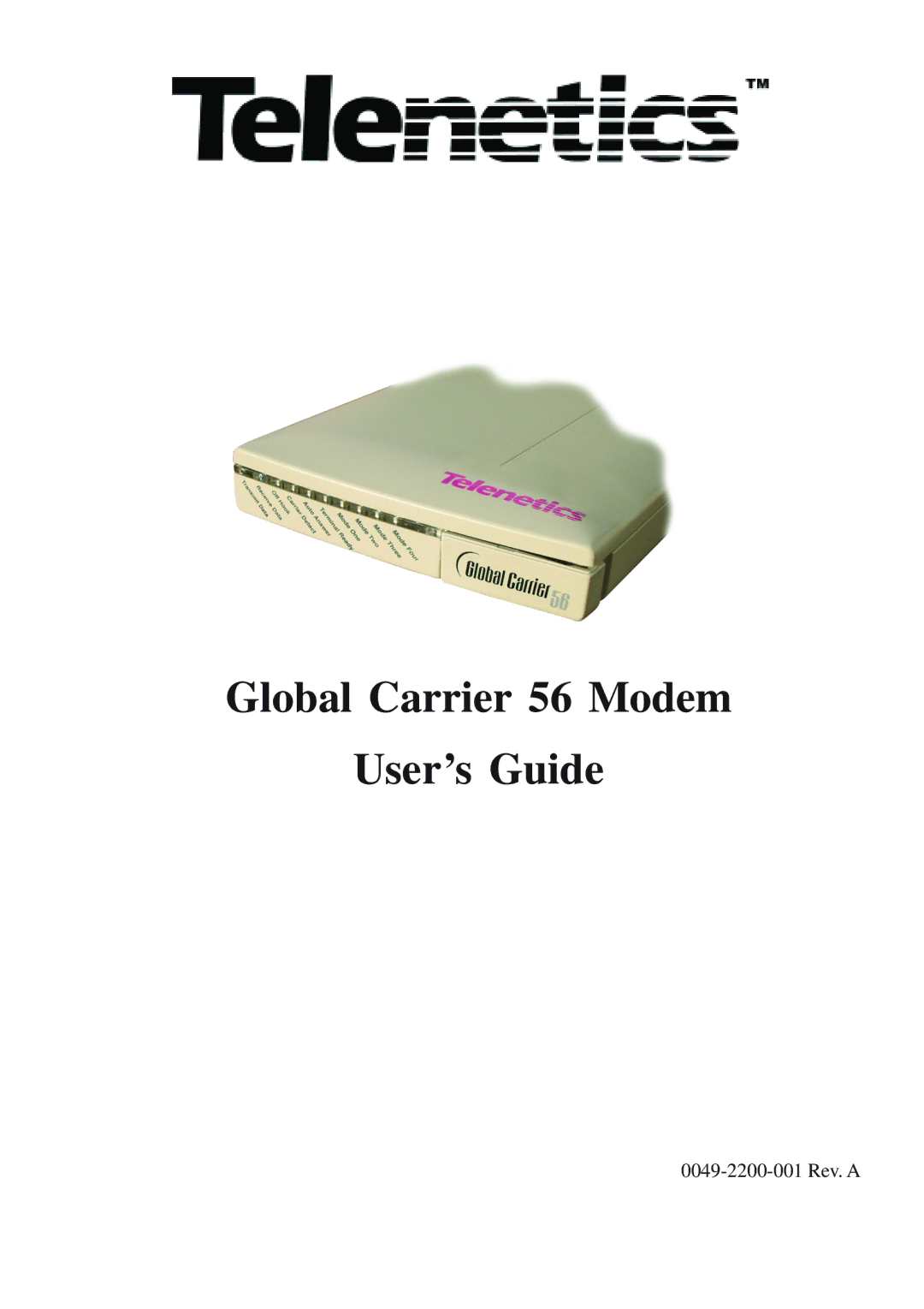 Telenetics manual Global Carrier 56 Modem User’s Guide 