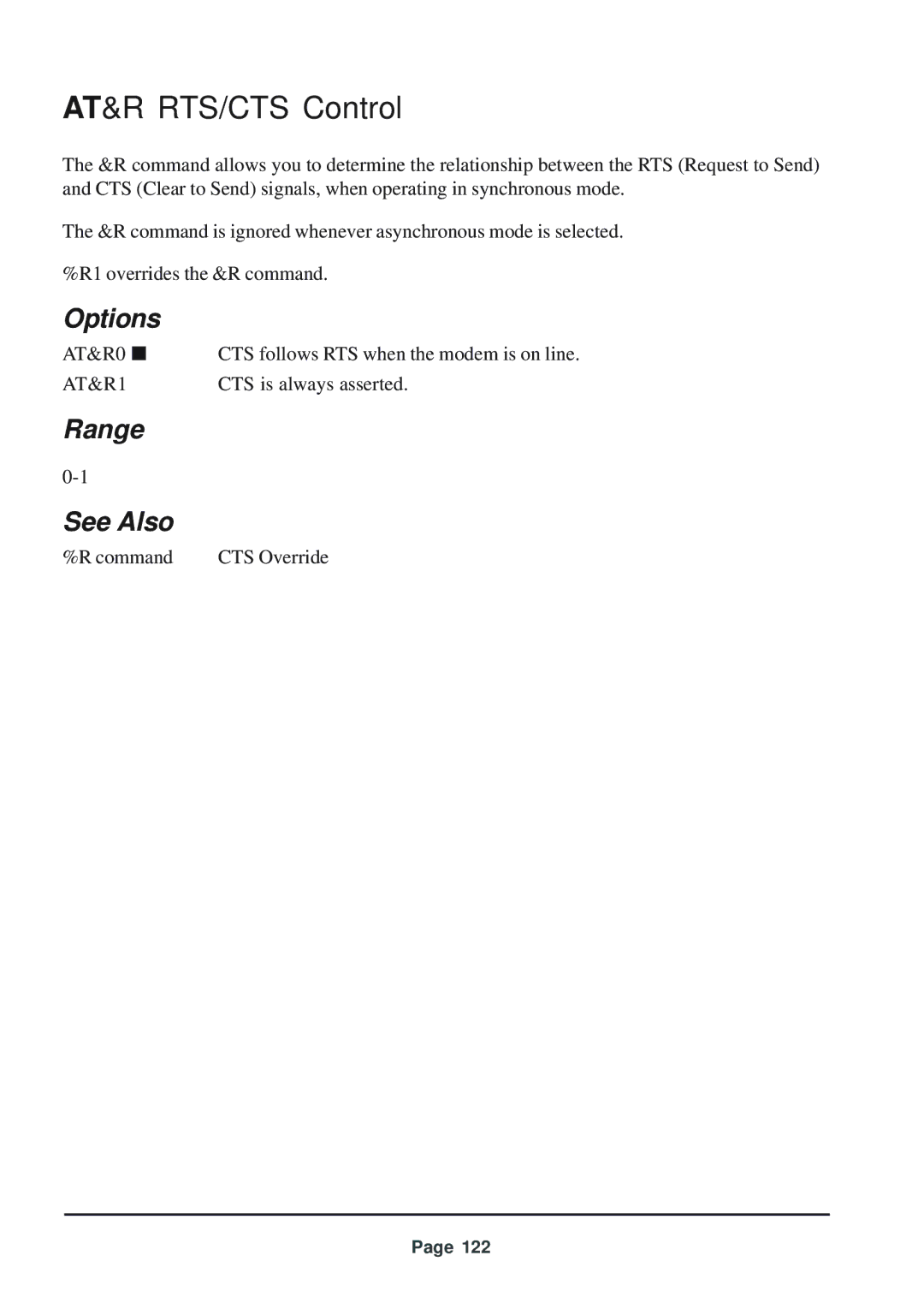 Telenetics 56 manual AT&R RTS/CTS Control, AT&R1 