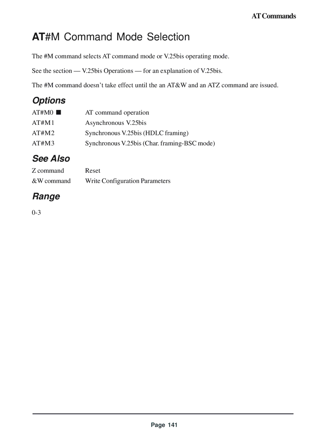 Telenetics 56 manual AT#M Command Mode Selection, AT#M1, AT#M2, AT#M3 