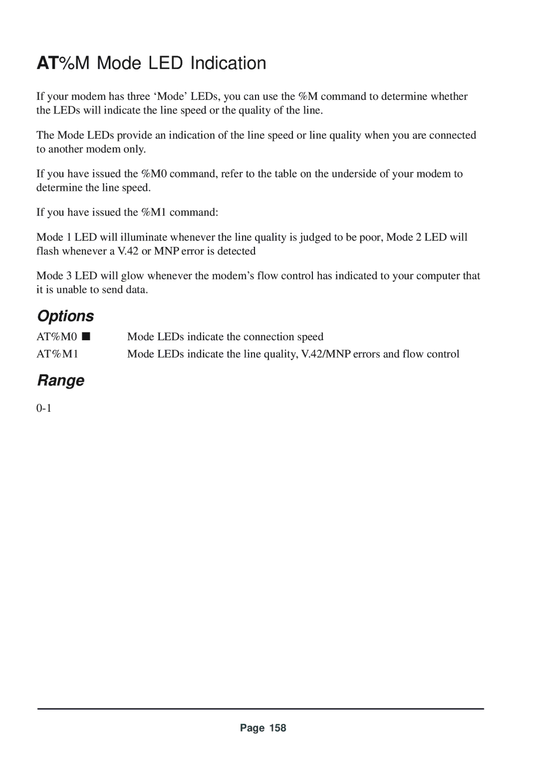 Telenetics 56 manual AT%M Mode LED Indication, AT%M1 