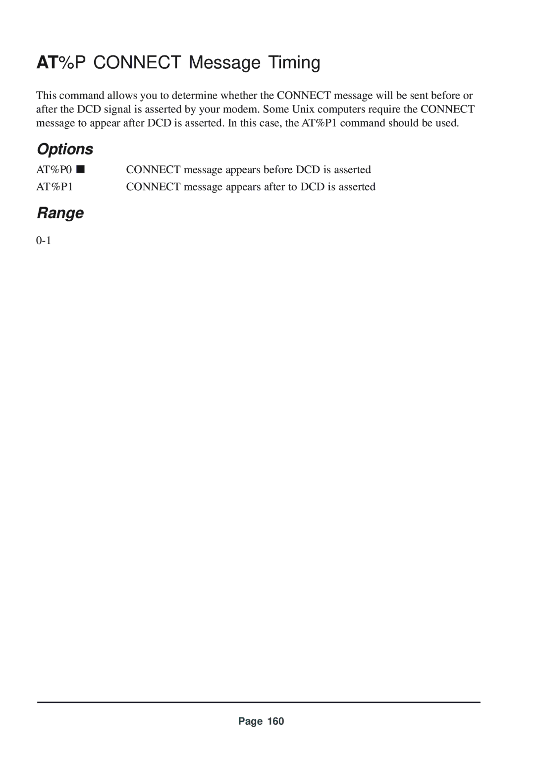 Telenetics 56 manual AT%P Connect Message Timing, AT%P1 