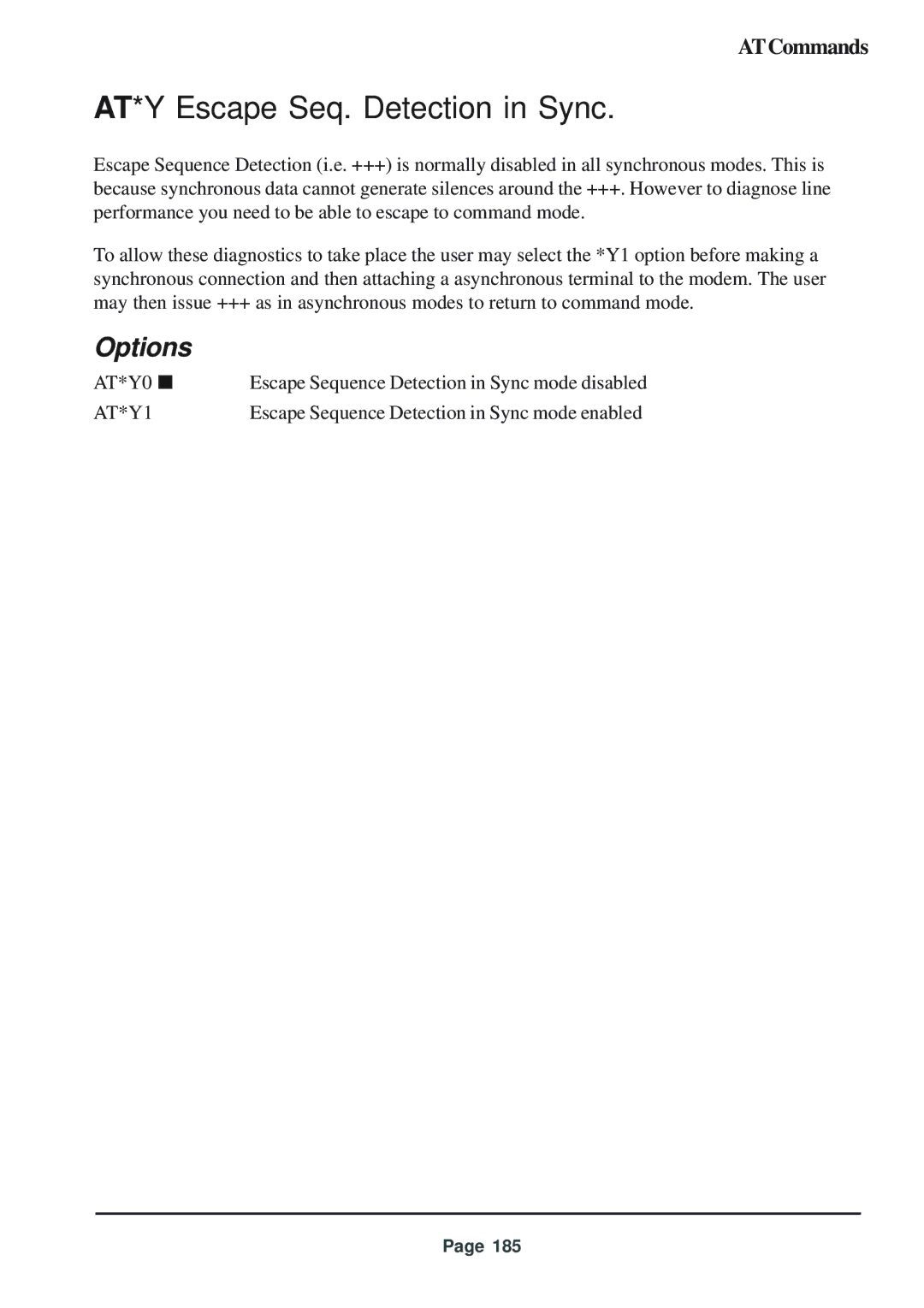 Telenetics 56 manual AT*Y Escape Seq. Detection in Sync, AT*Y1 