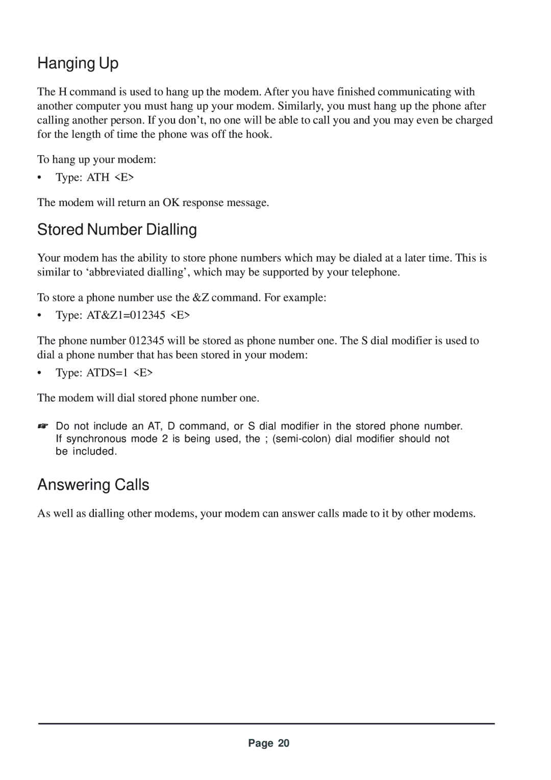 Telenetics 56 manual Hanging Up, Stored Number Dialling, Answering Calls 