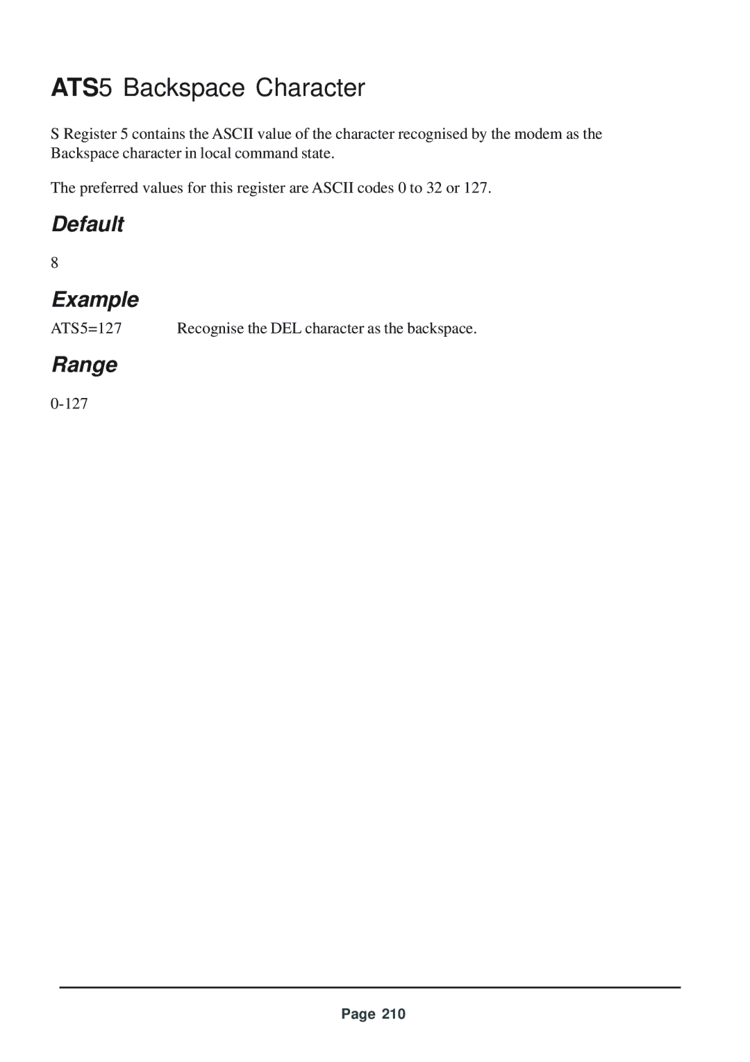 Telenetics 56 manual ATS5 Backspace Character 