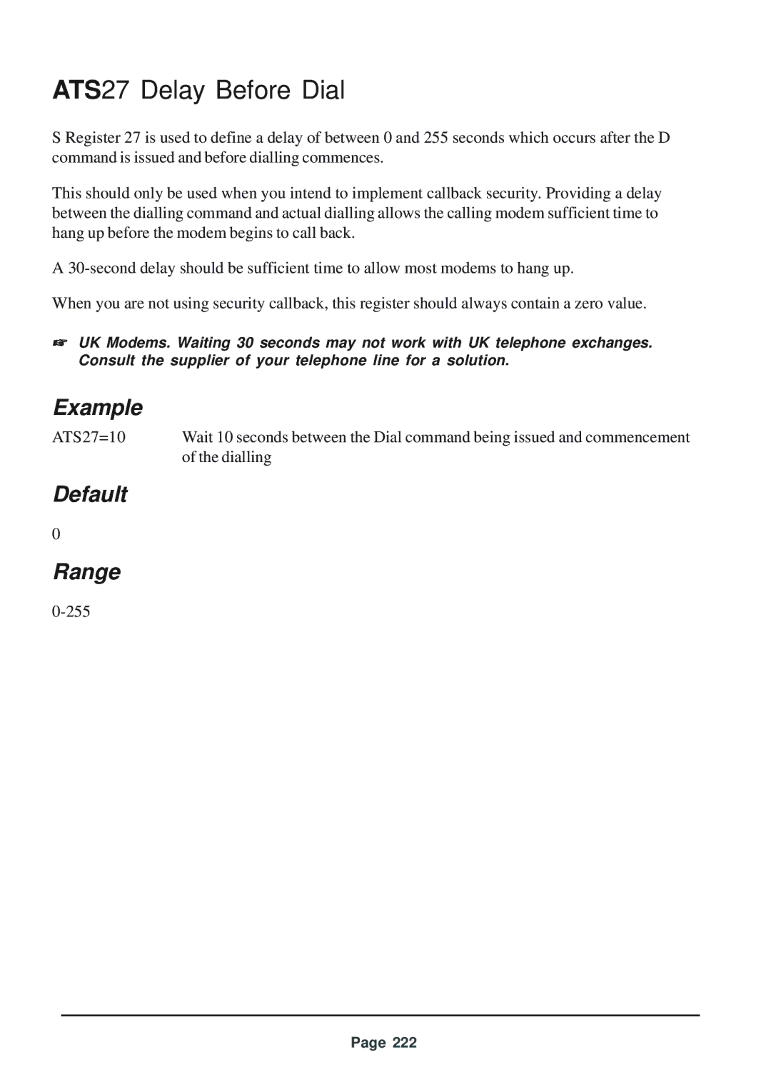 Telenetics 56 manual ATS27 Delay Before Dial, Example 