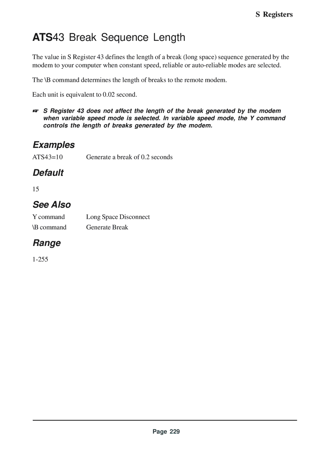 Telenetics 56 manual ATS43 Break Sequence Length 