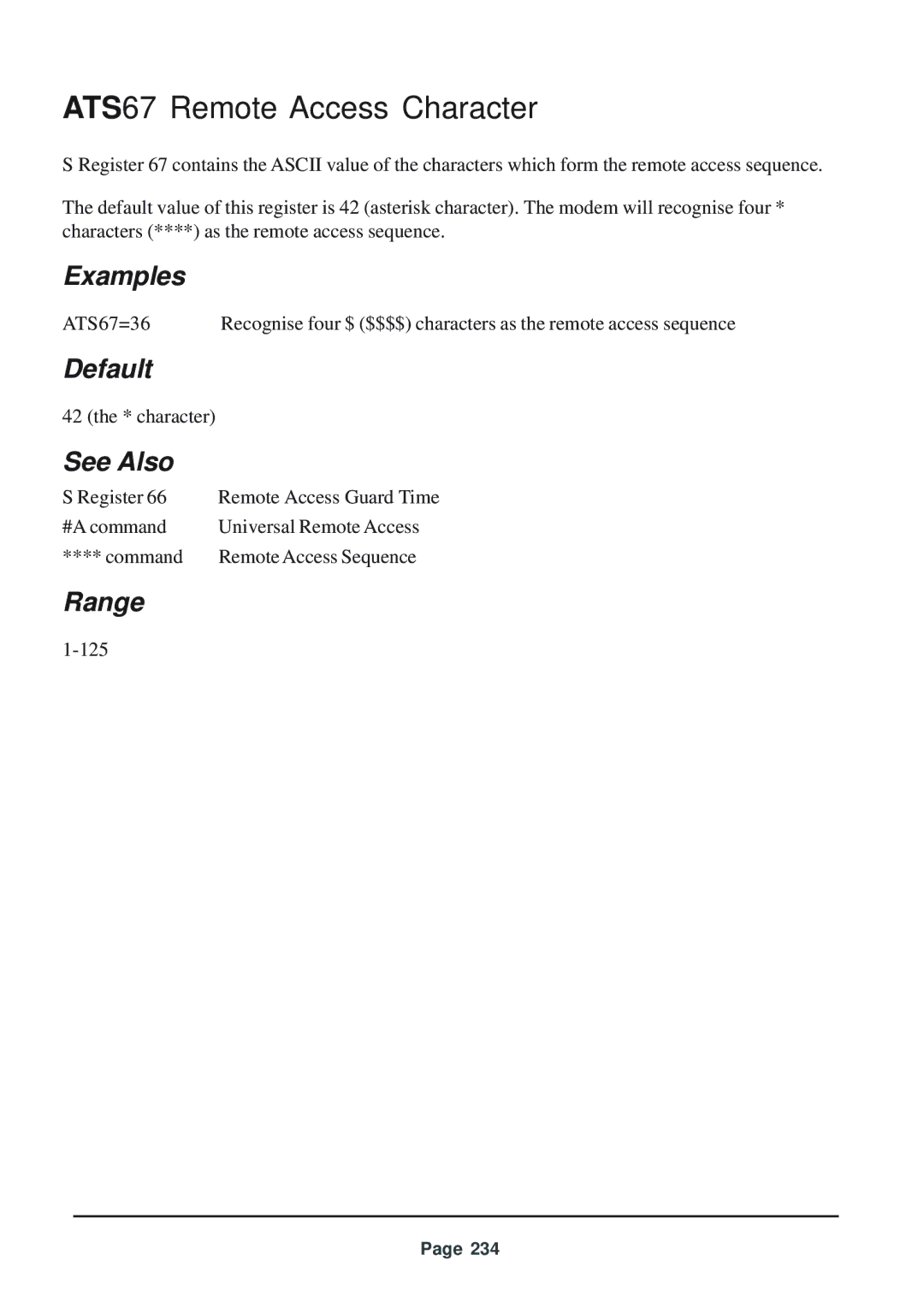 Telenetics 56 manual ATS67 Remote Access Character 