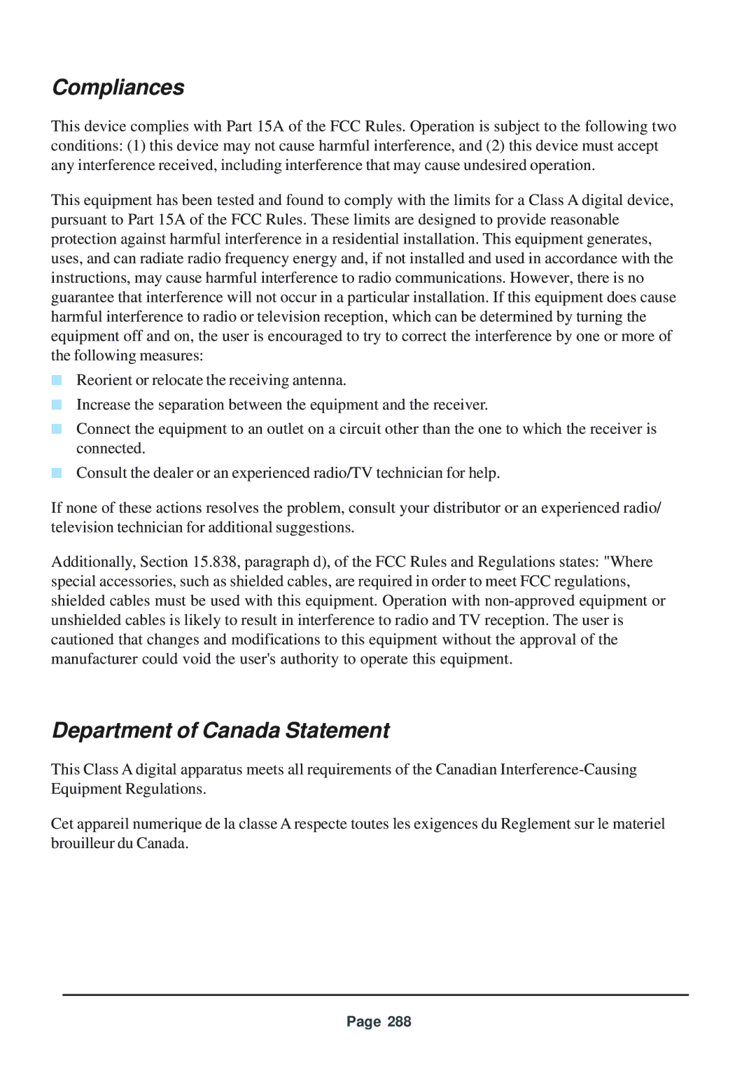 Telenetics 56 manual Compliances, Department of Canada Statement 