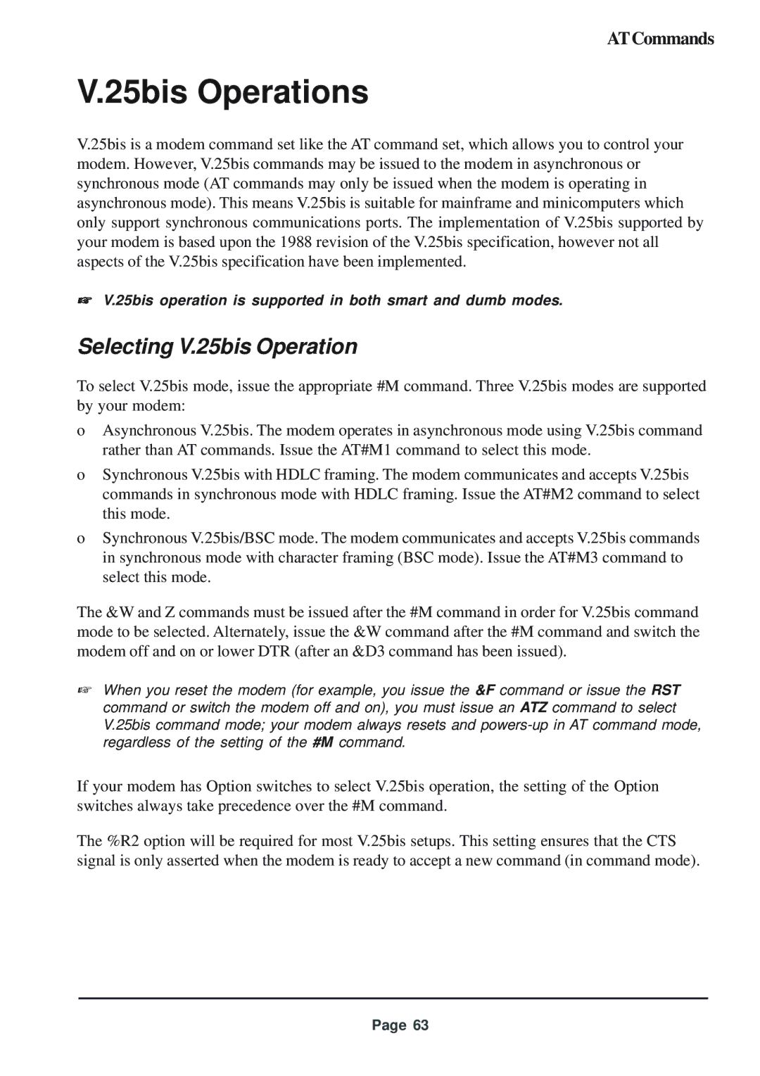 Telenetics 56 manual 25bis Operations, Selecting V.25bis Operation 