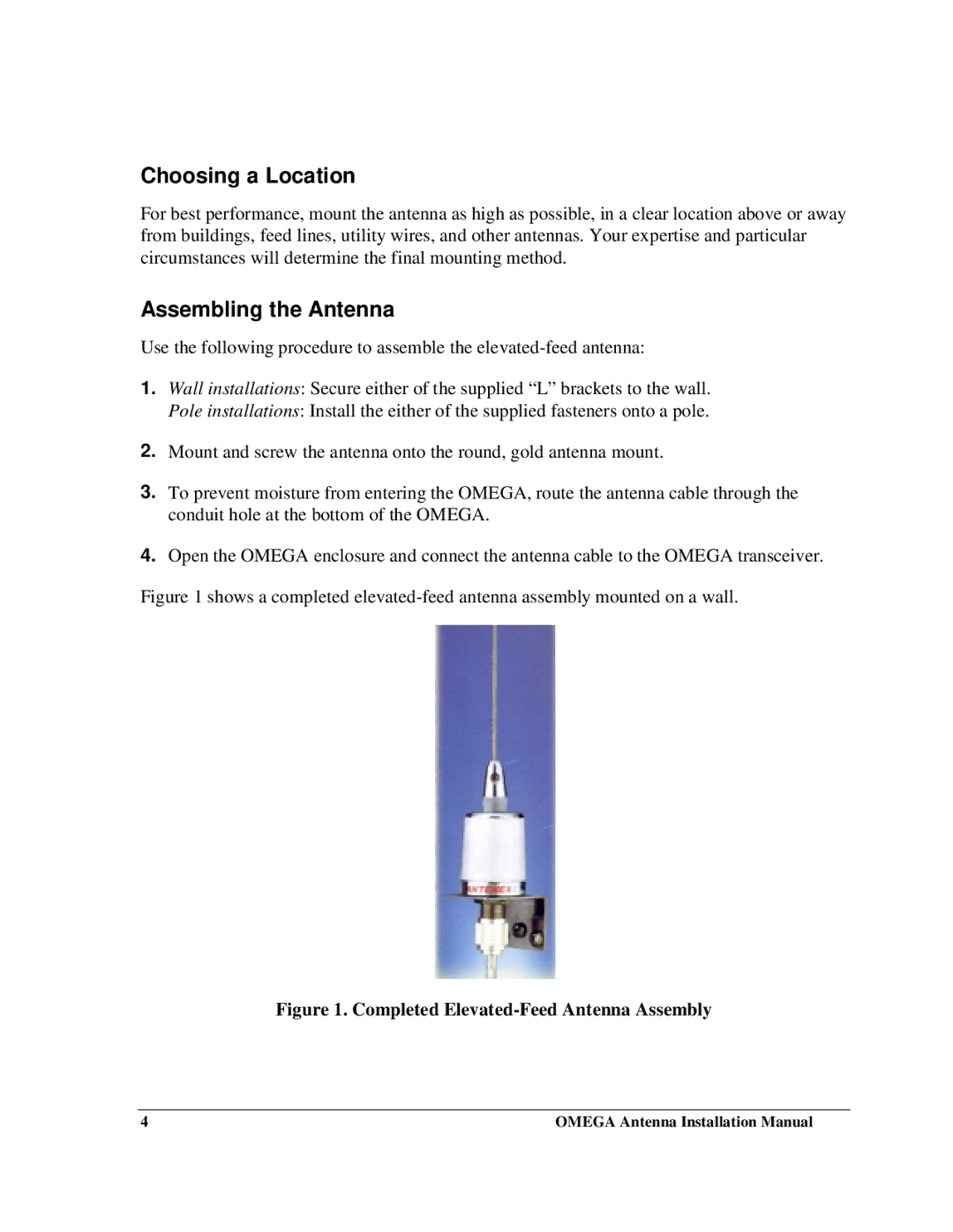 Telenetics Communications and Interface Cabinet Antenna installation manual Choosing a Location, Assembling the Antenna 