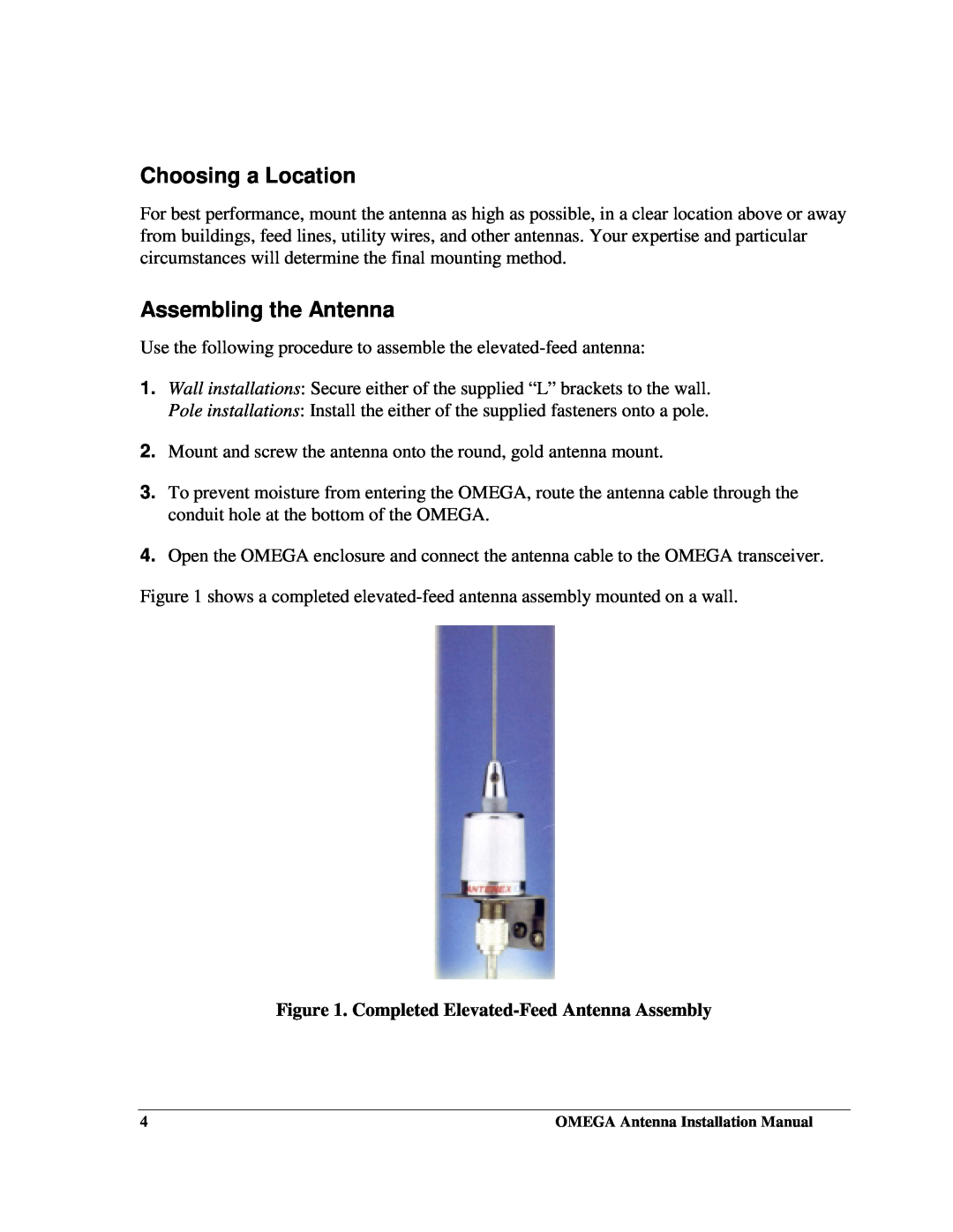 Telenetics Communications and Interface Cabinet Antenna installation manual Choosing a Location, Assembling the Antenna 