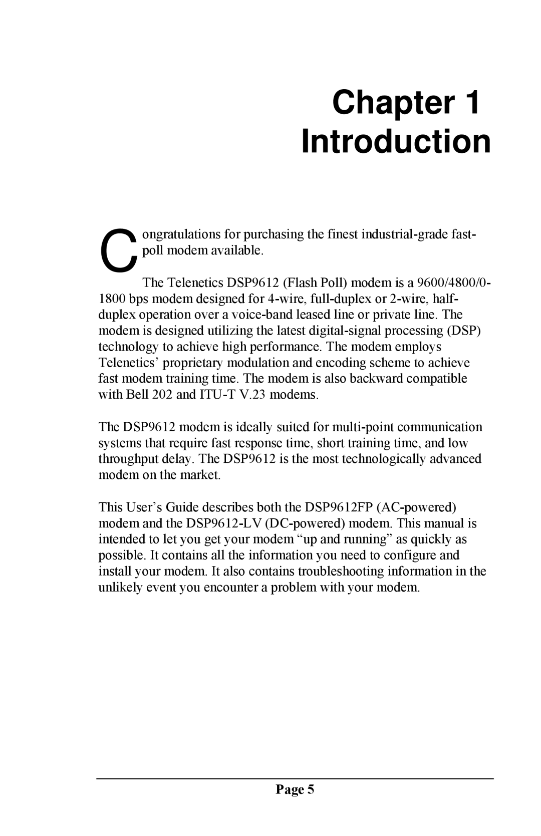 Telenetics DSP 9612 manual Chapter Introduction 