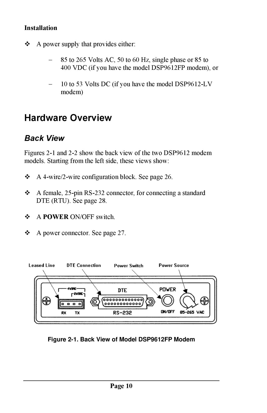 Telenetics DSP 9612 manual Hardware Overview, Installation 