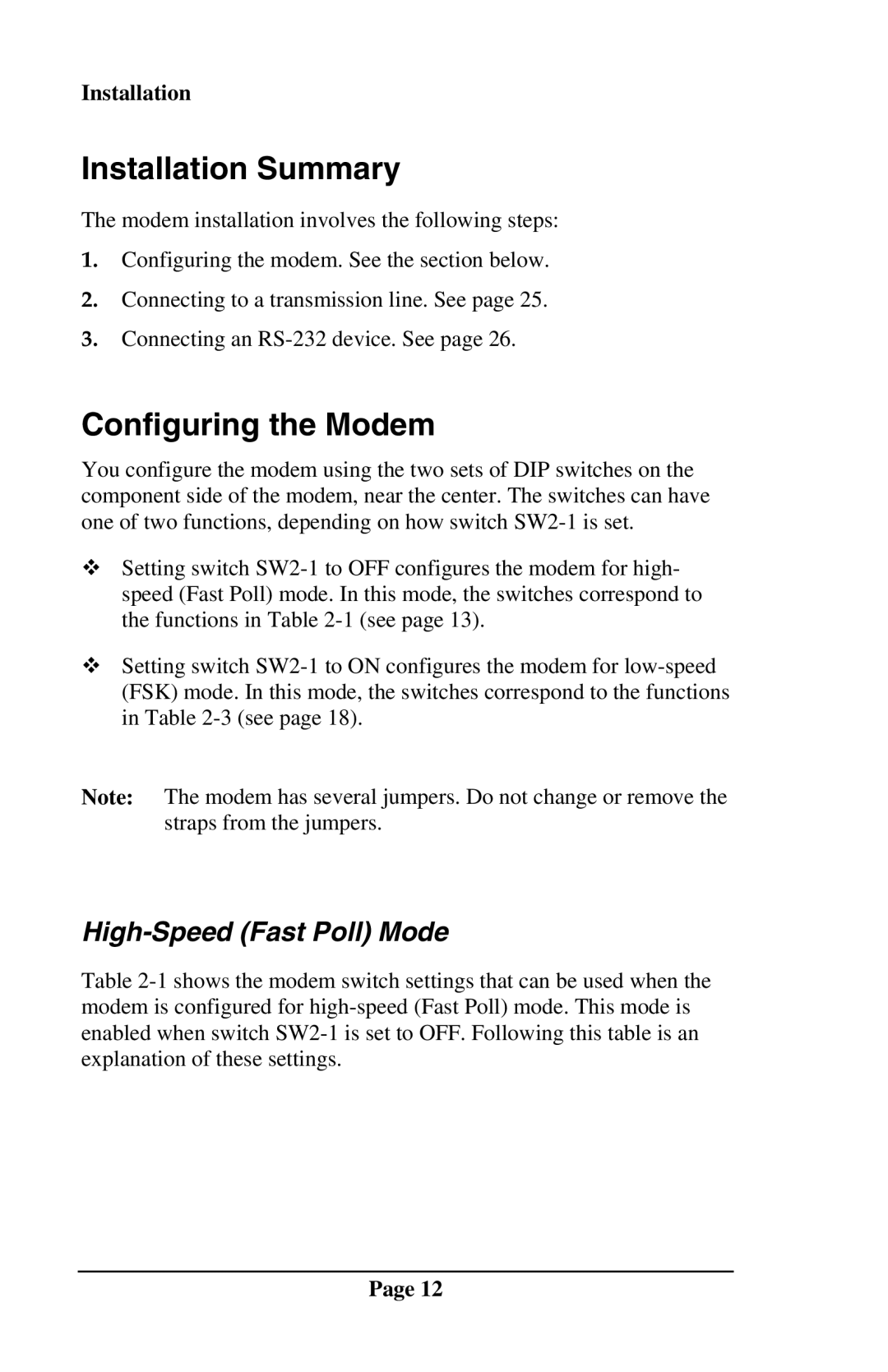 Telenetics DSP9612RM manual Installation Summary, Configuring the Modem 