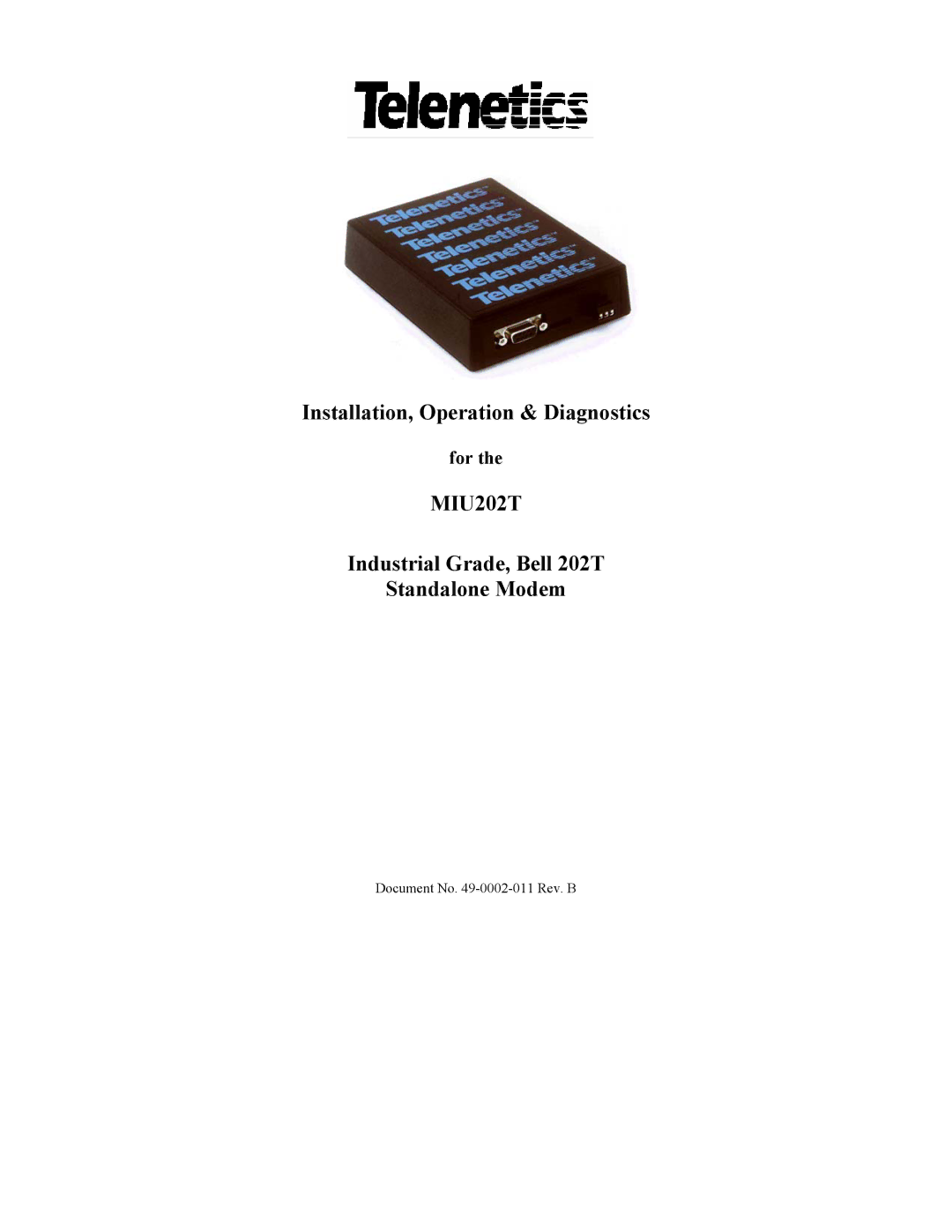 Telenetics MIU202T Modem manual 