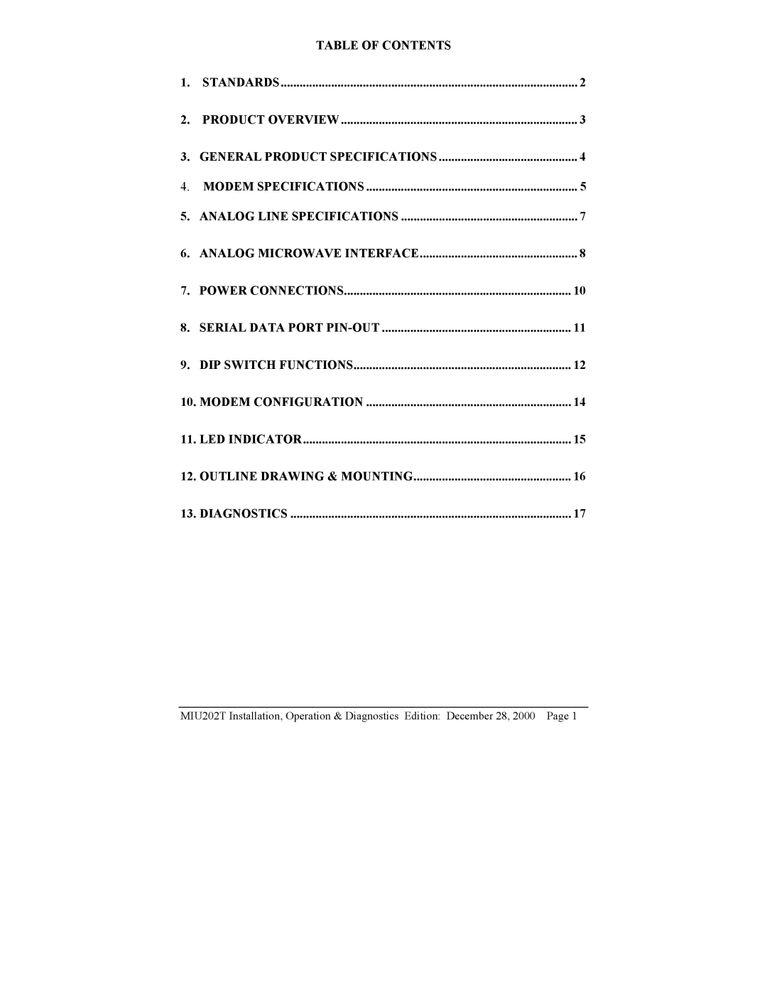 Telenetics MIU202T Modem manual 