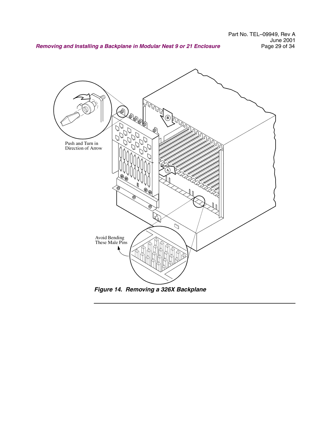 Telenetics Modular Nest manual Removing a 326X Backplane 