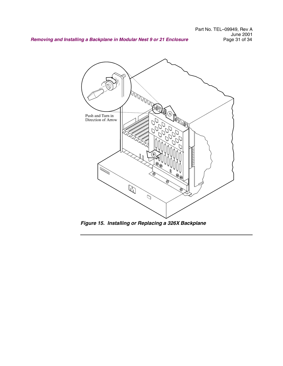 Telenetics Modular Nest manual Installing or Replacing a 326X Backplane 