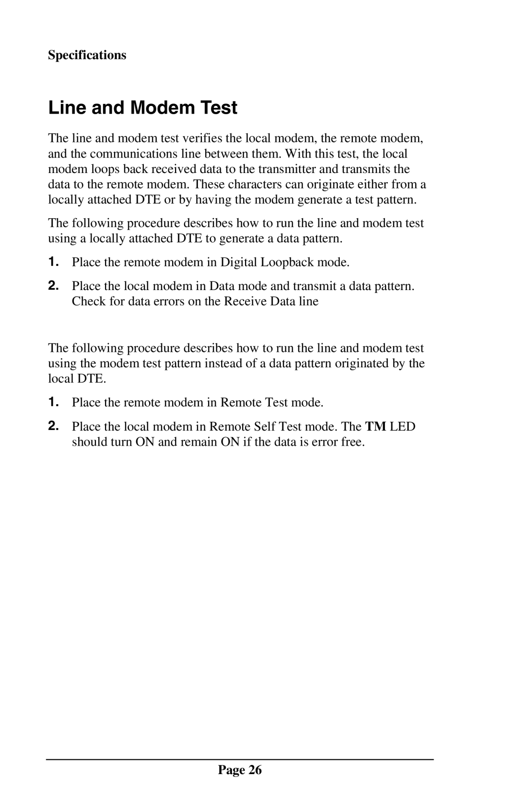 Telenetics MOT202TRM, MOT202TSA manual Line and Modem Test 