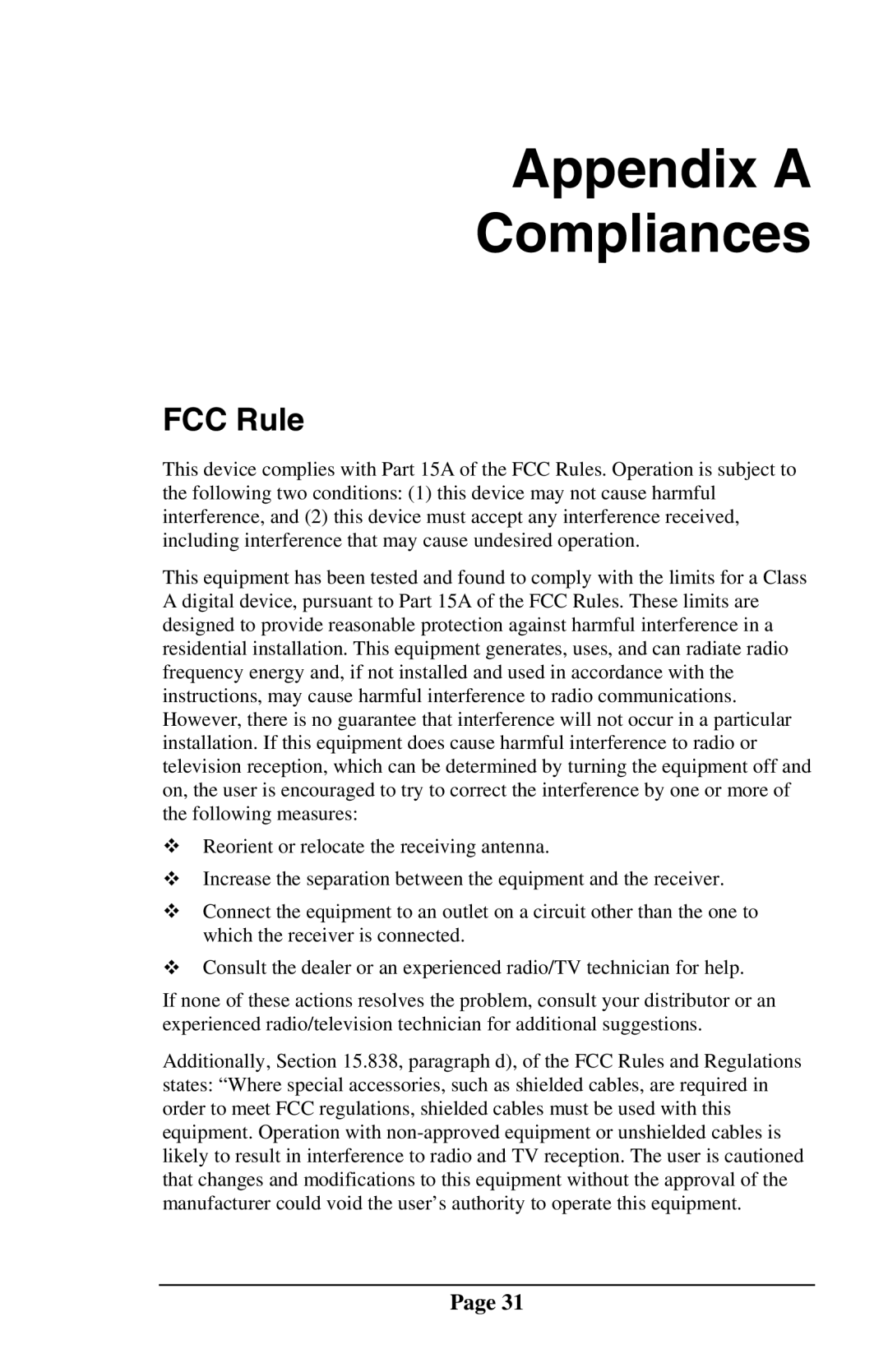 Telenetics MOT202TSA, MOT202TRM manual Appendix a Compliances, FCC Rule 