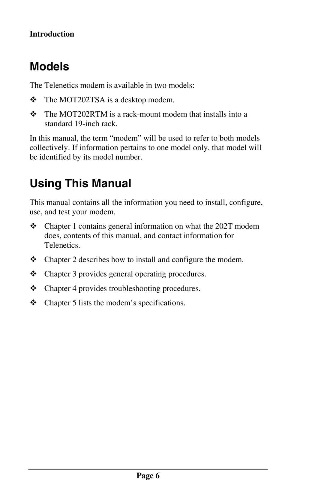 Telenetics MOT202TRM, MOT202TSA manual Models, Using This Manual 