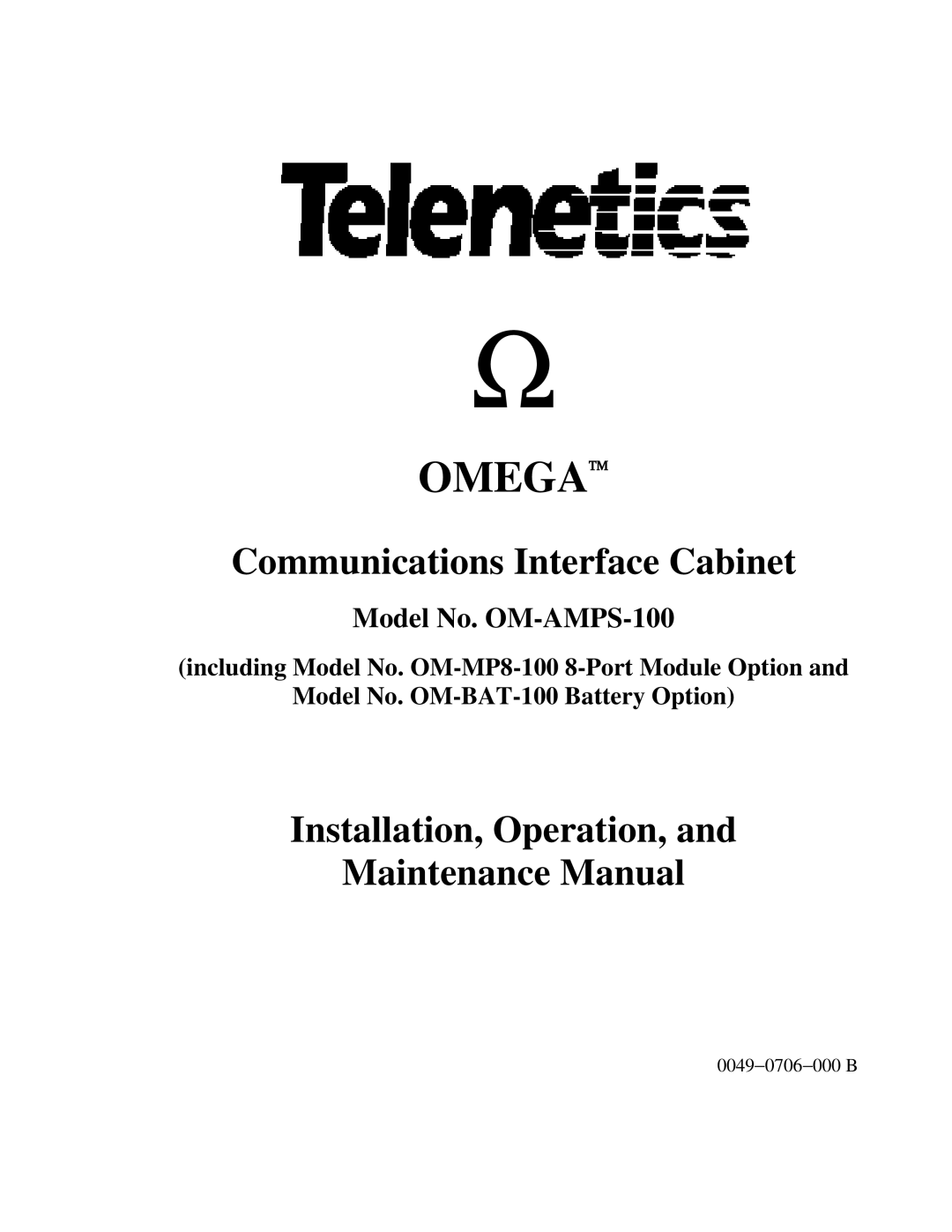 Telenetics OM-AMPS-100 manual Omega 