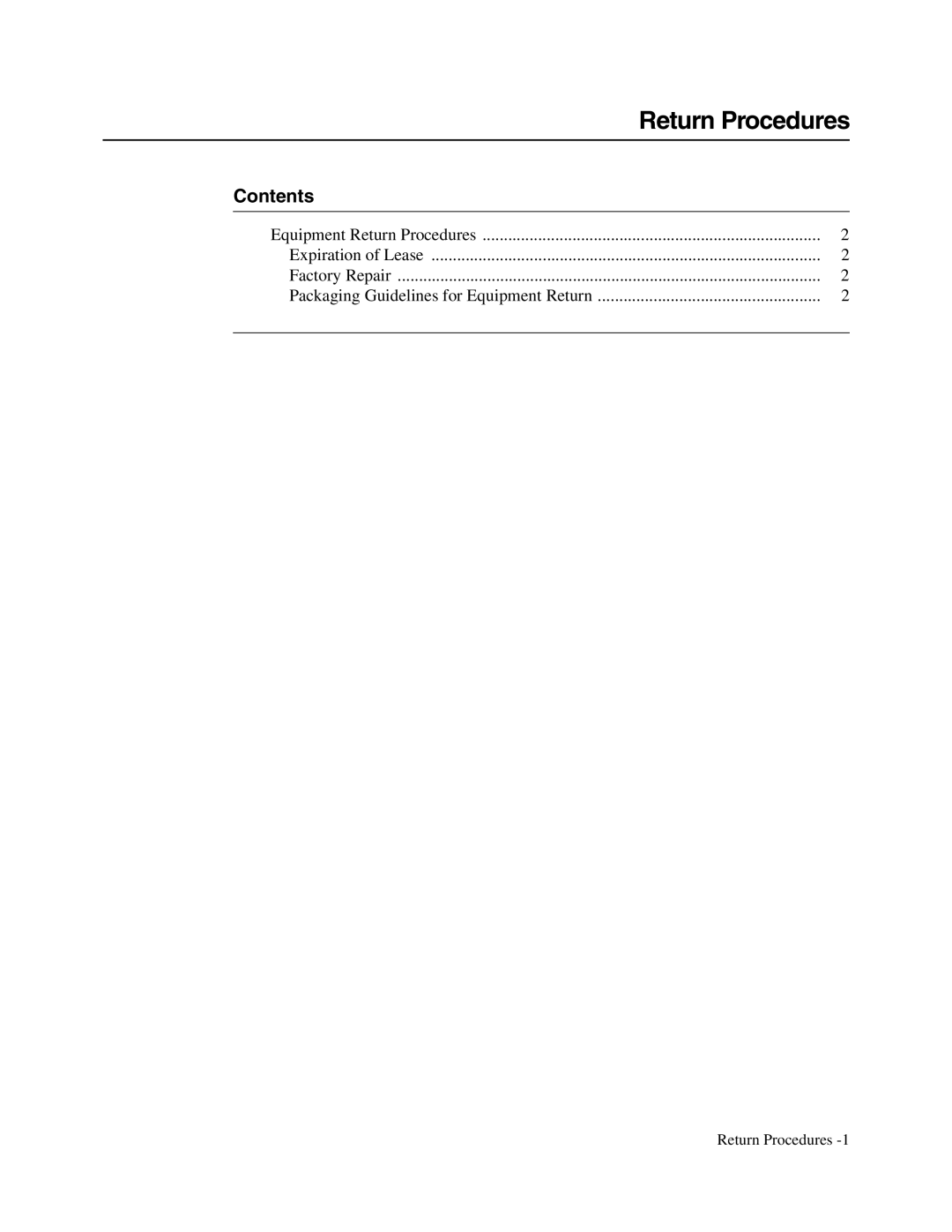 Telenetics V.32bis Series, V.34-SDC, 326X V.34 manual Return Procedures 