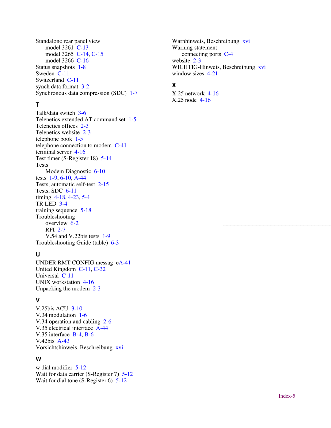 Telenetics V.32bis Series, V.34-SDC, 326X V.34 manual Xvi 