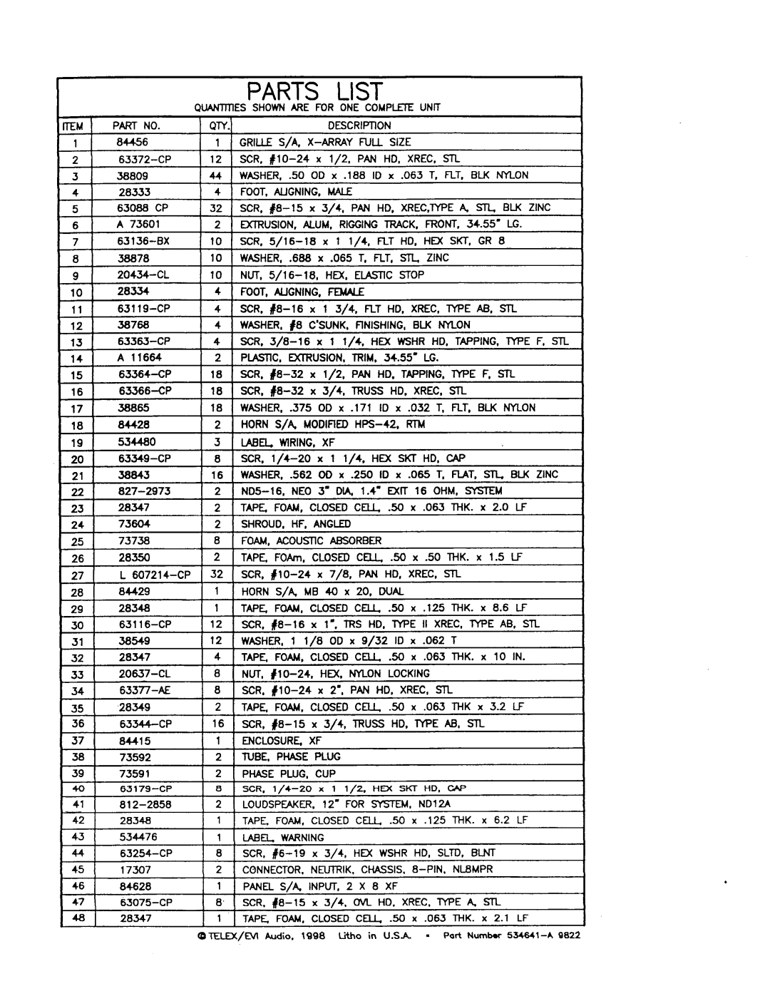 Telex 1135-2907 manual 