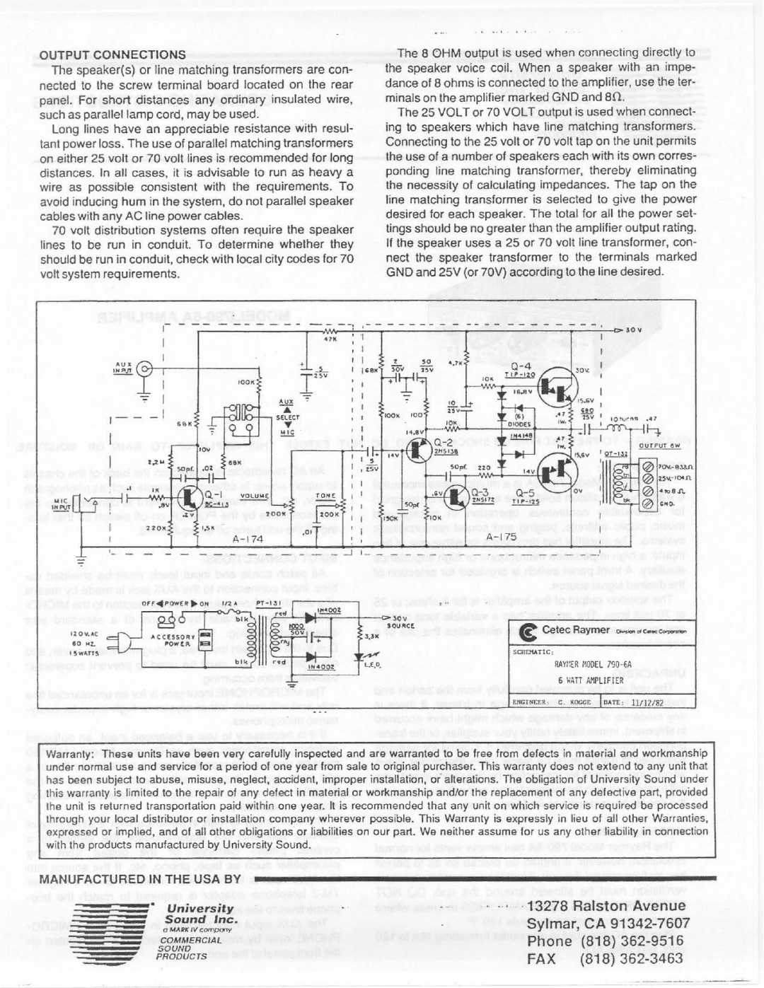 Telex 1790-6A manual 