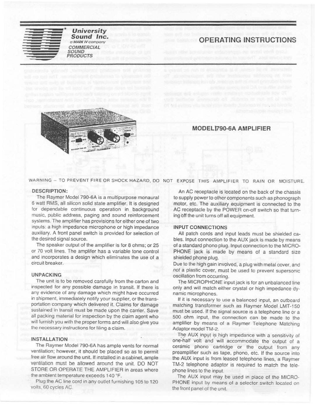 Telex 1790-6A manual 