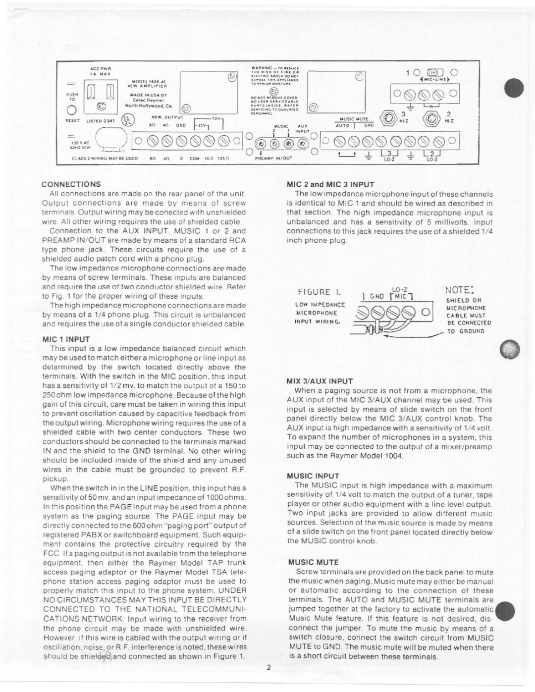 Telex 1800-40 manual 