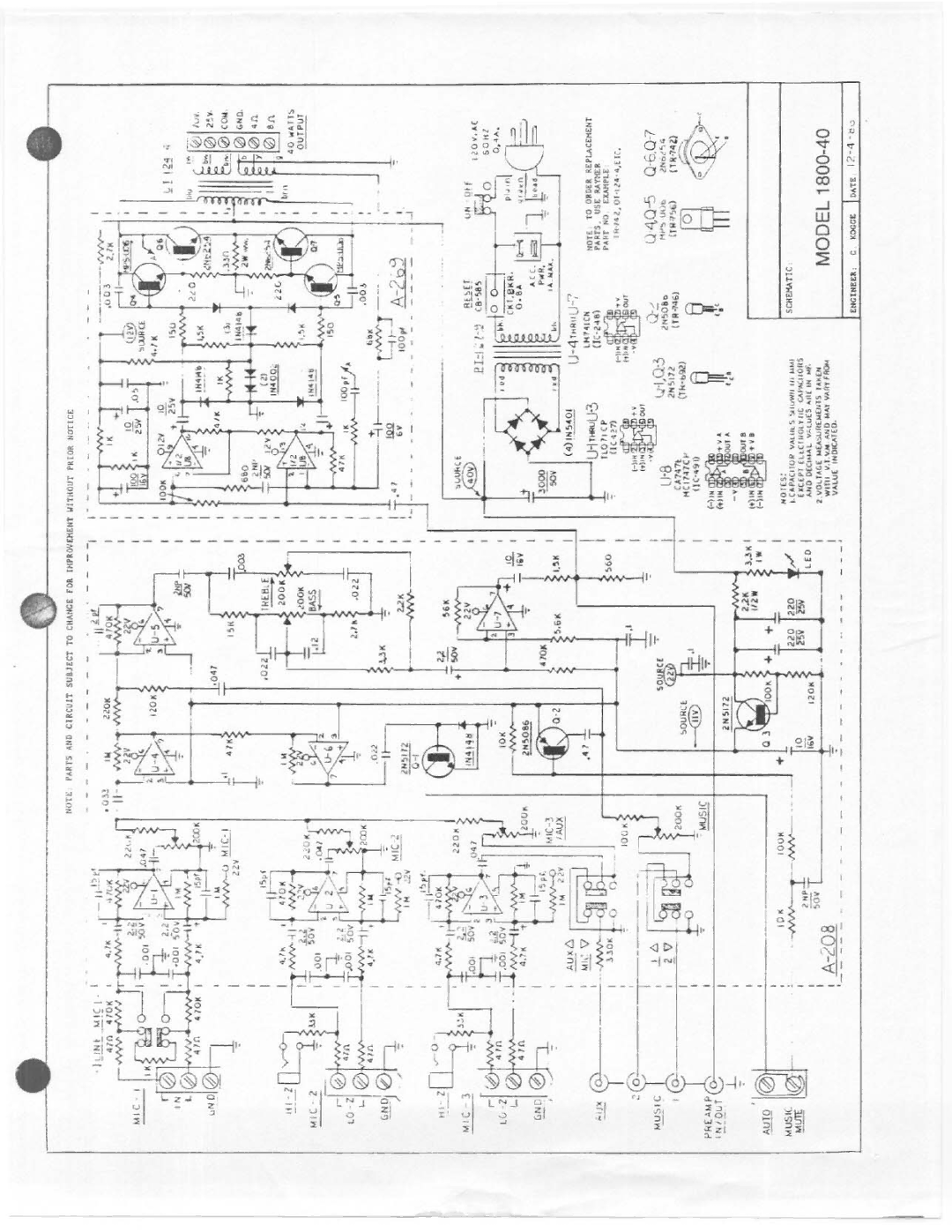 Telex 1800-40 manual 