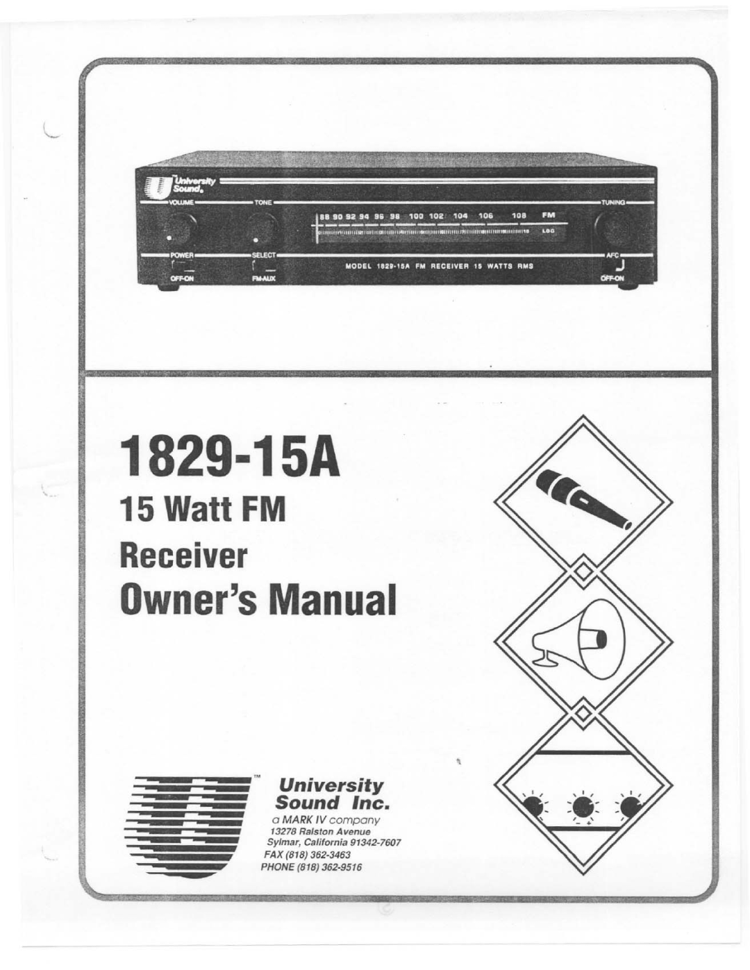 Telex 1829-15A manual 