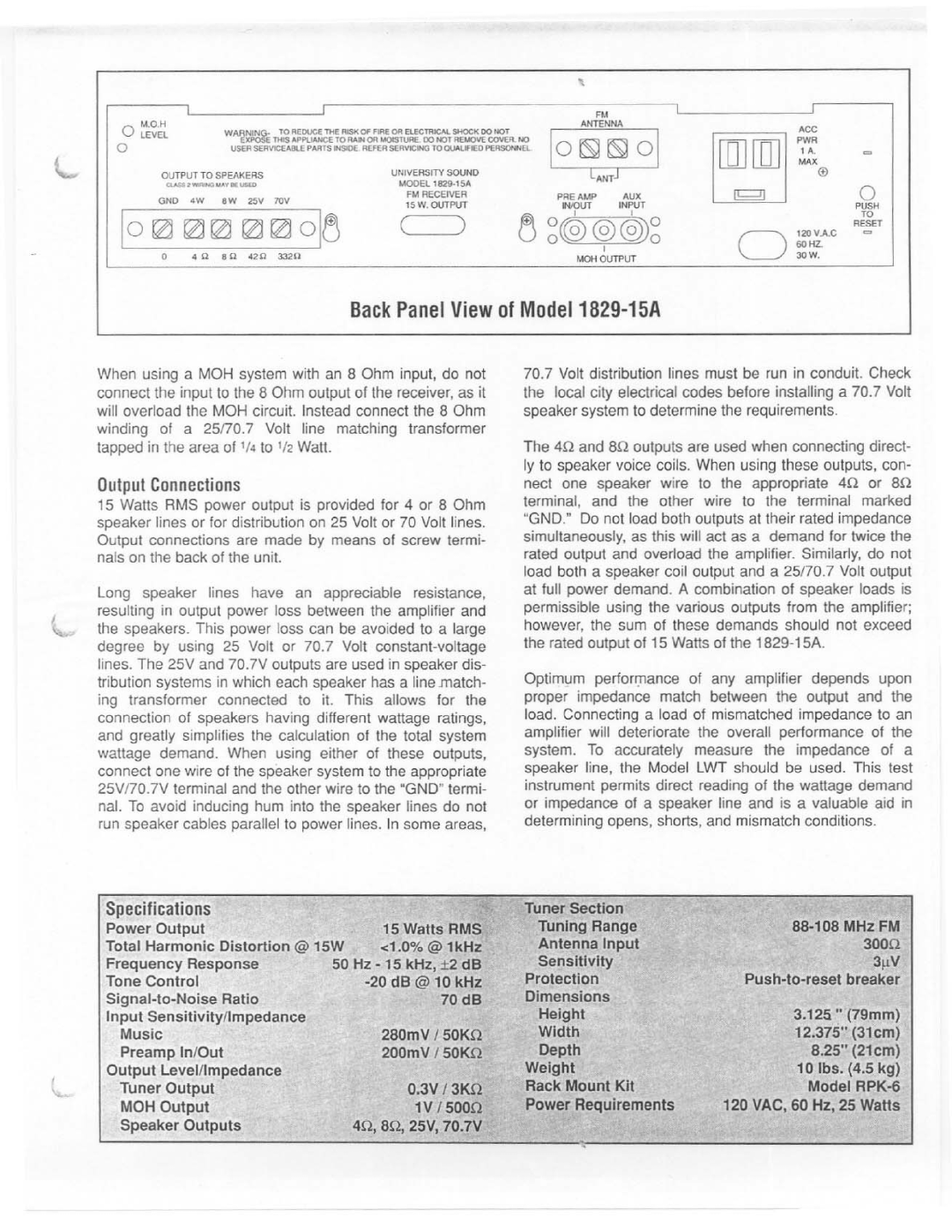 Telex 1829-15A manual 
