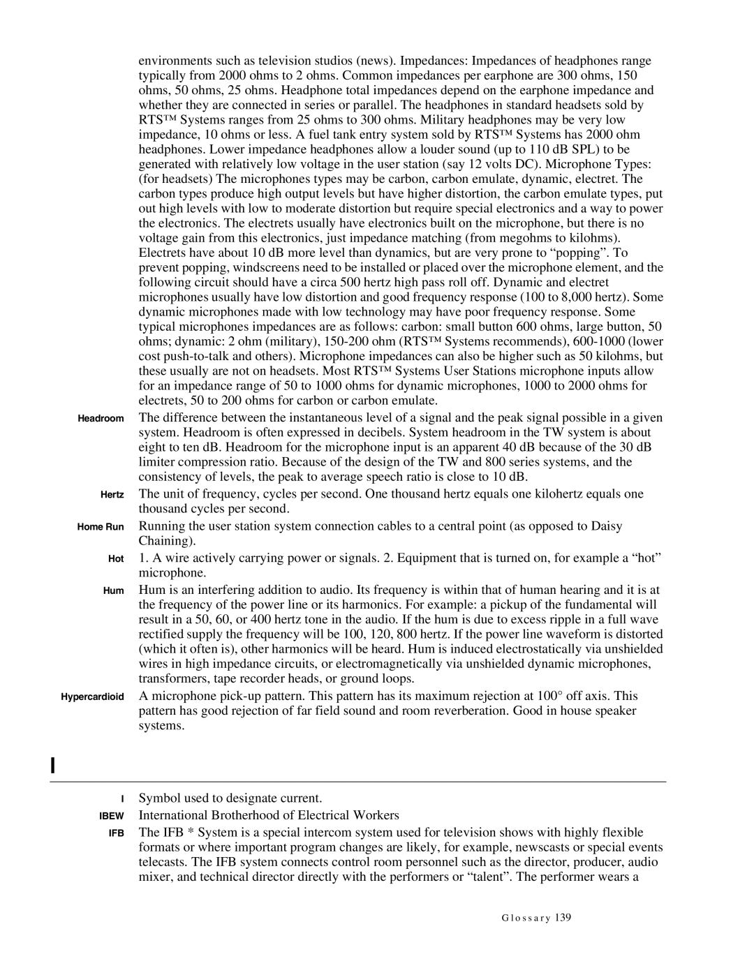 Telex 38109-977 manual Ibew IFB 