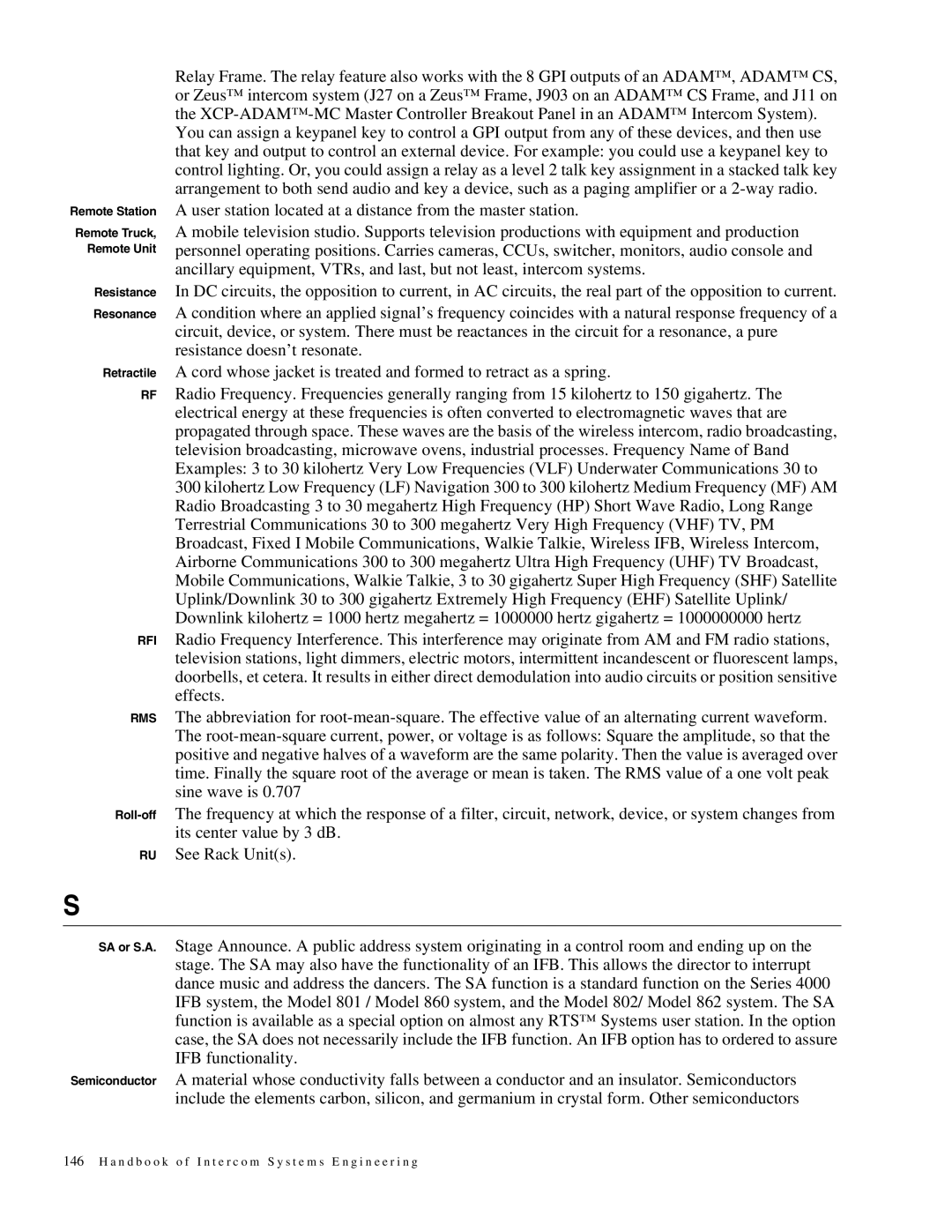 Telex 38109-977 manual Rfi Rms 