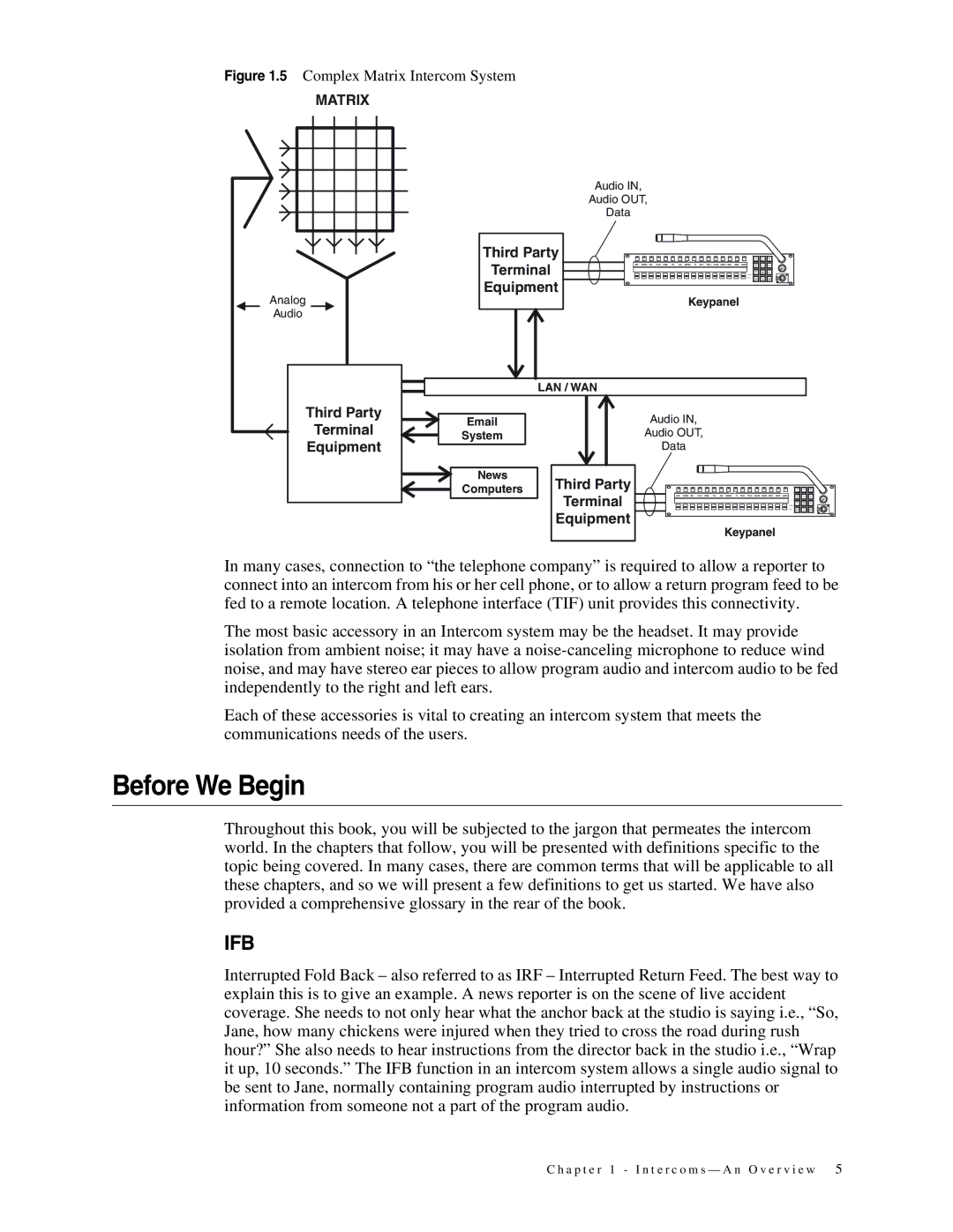 Telex 38109-977 manual Before We Begin, Matrix 