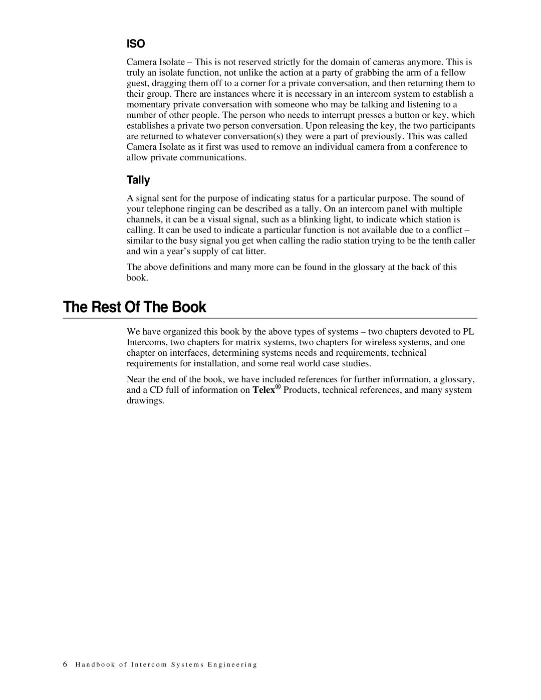 Telex 38109-977 manual Rest Of The Book, Tally 