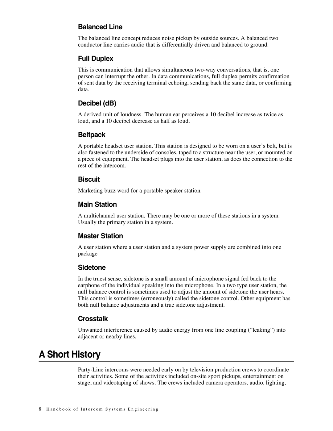 Telex 38109-977 manual Short History 