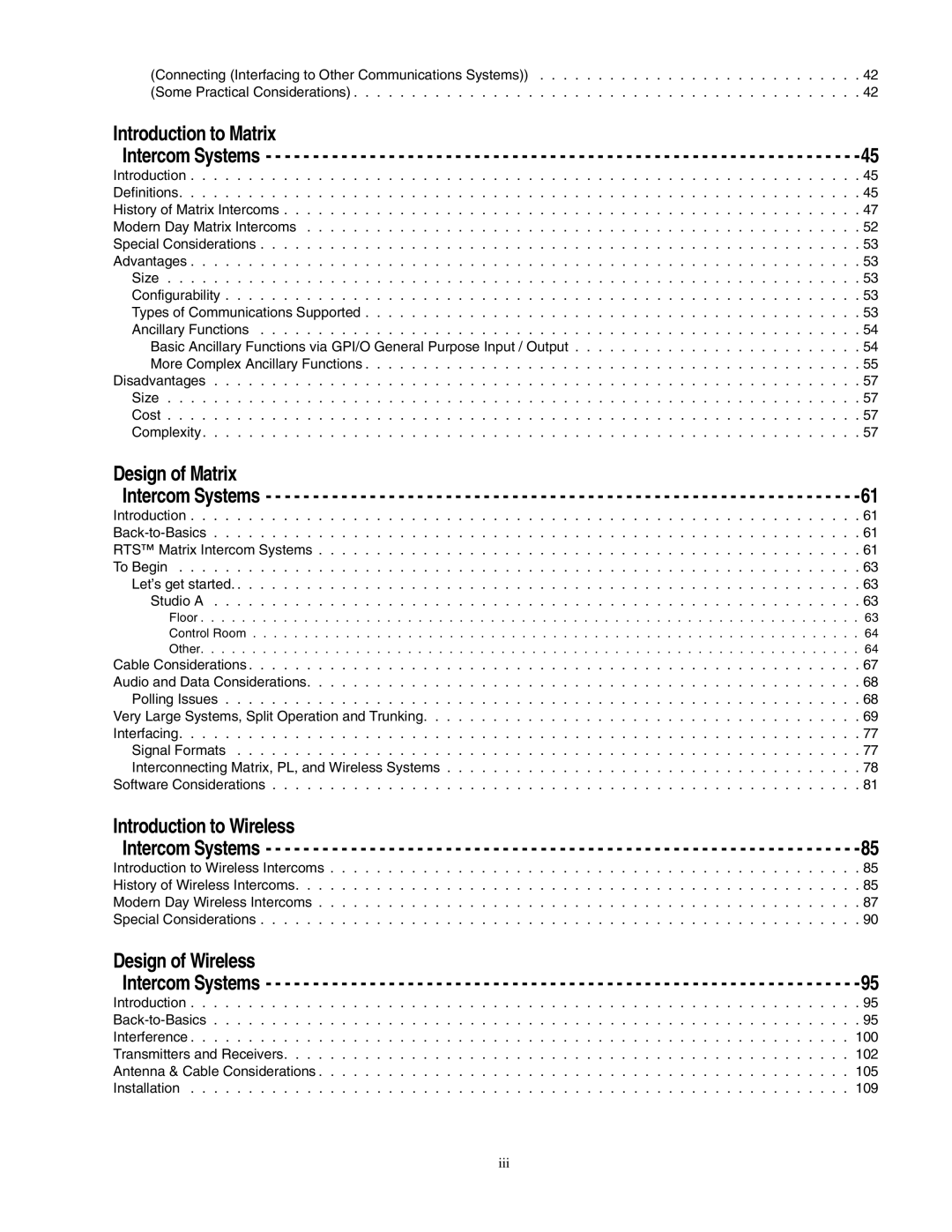 Telex 38109-977 manual Introduction to Matrix, Design of Wireless 