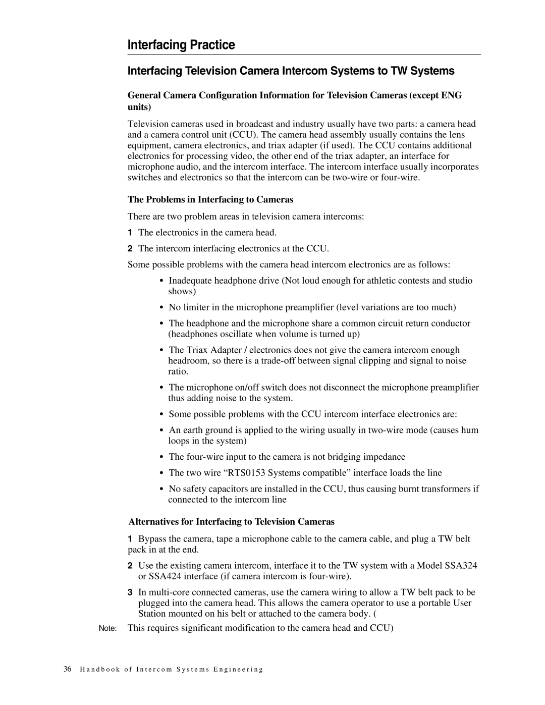 Telex 38109-977 manual Interfacing Practice, Problems in Interfacing to Cameras 