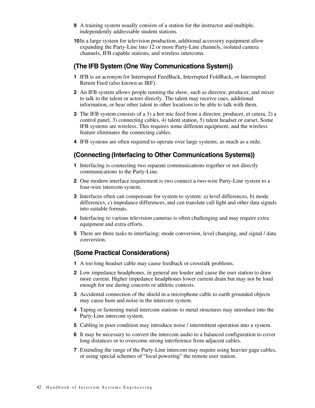 Telex 38109-977 manual IFB System One Way Communications System, Connecting Interfacing to Other Communications Systems 