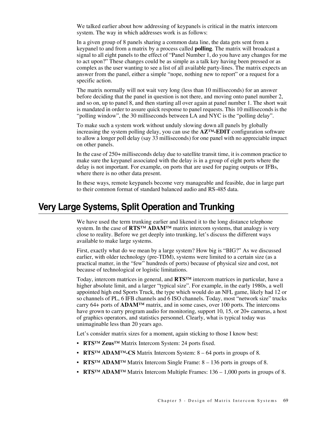 Telex 38109-977 manual Very Large Systems, Split Operation and Trunking 