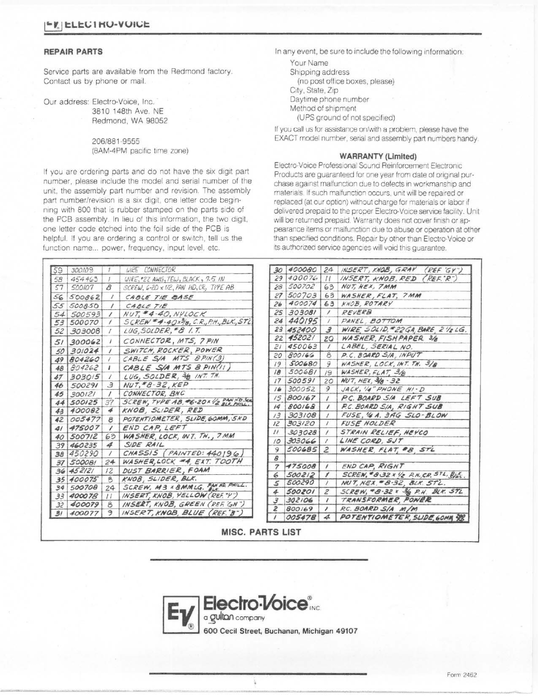 Telex 52 Series manual 