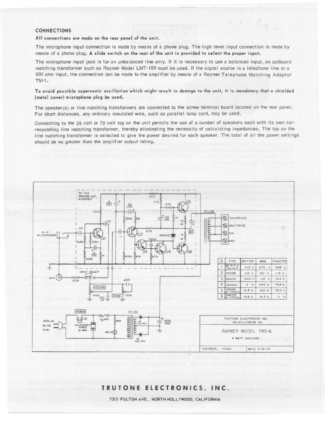 Telex 790-6 manual 