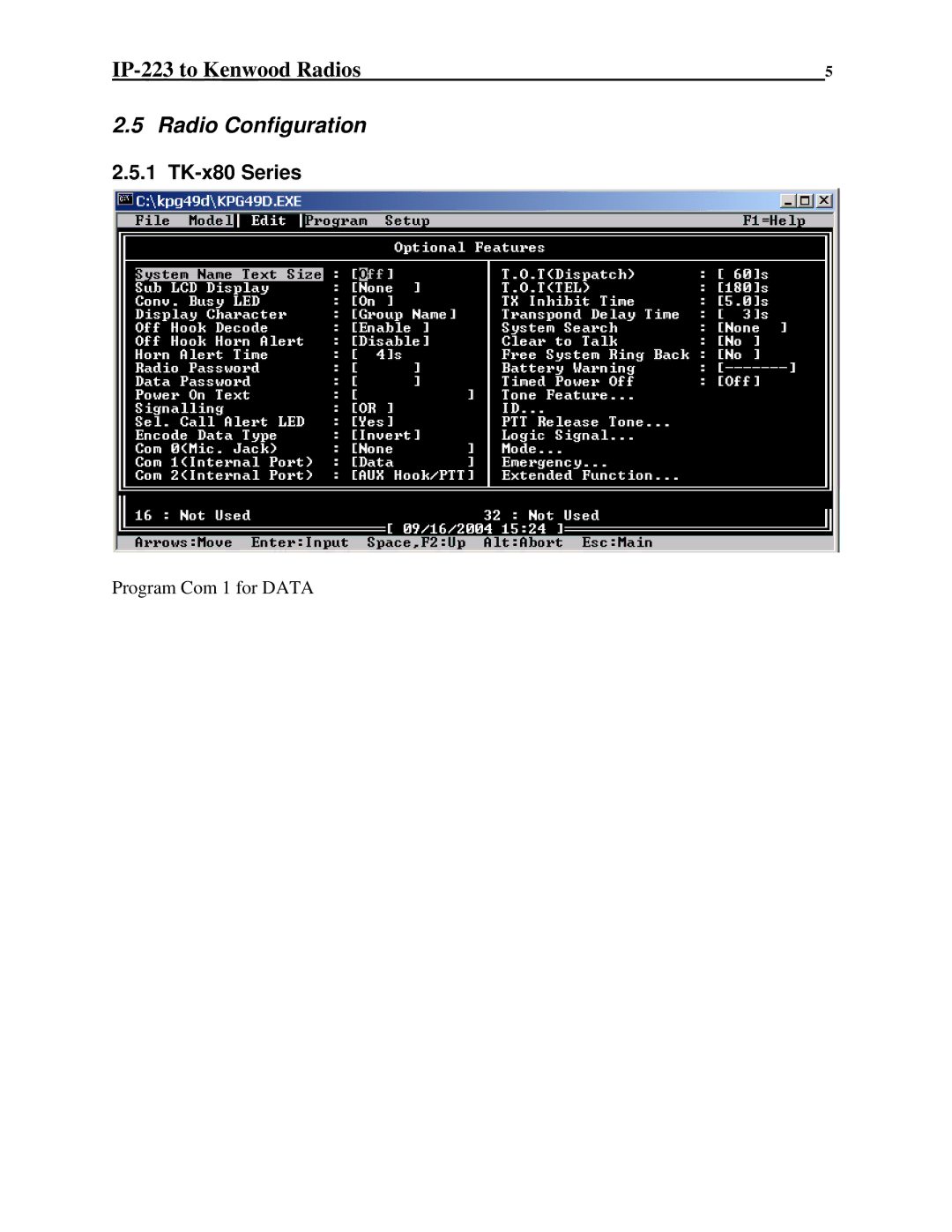 Telex manual Radio Configuration, TK-x80 Series 