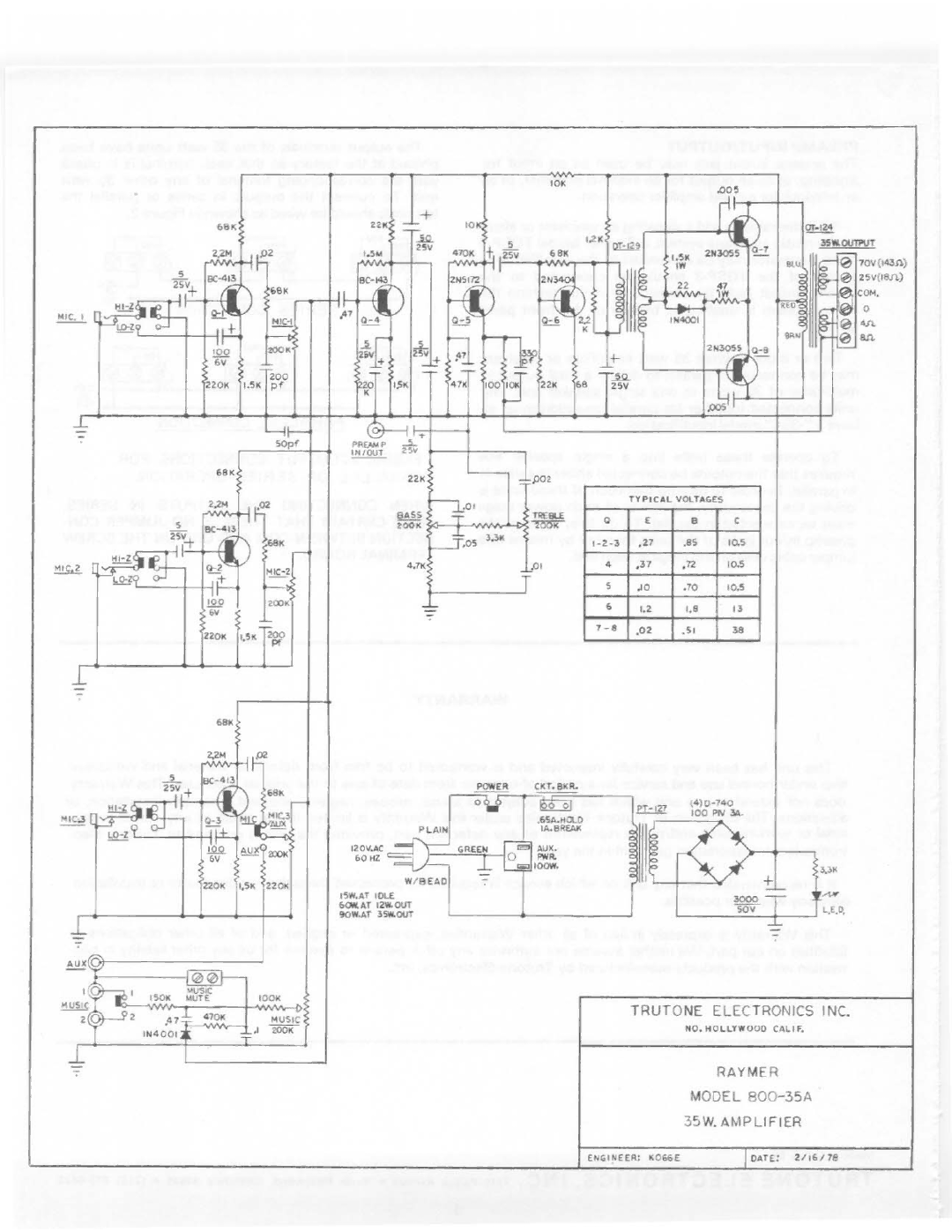 Telex 800-35A manual 