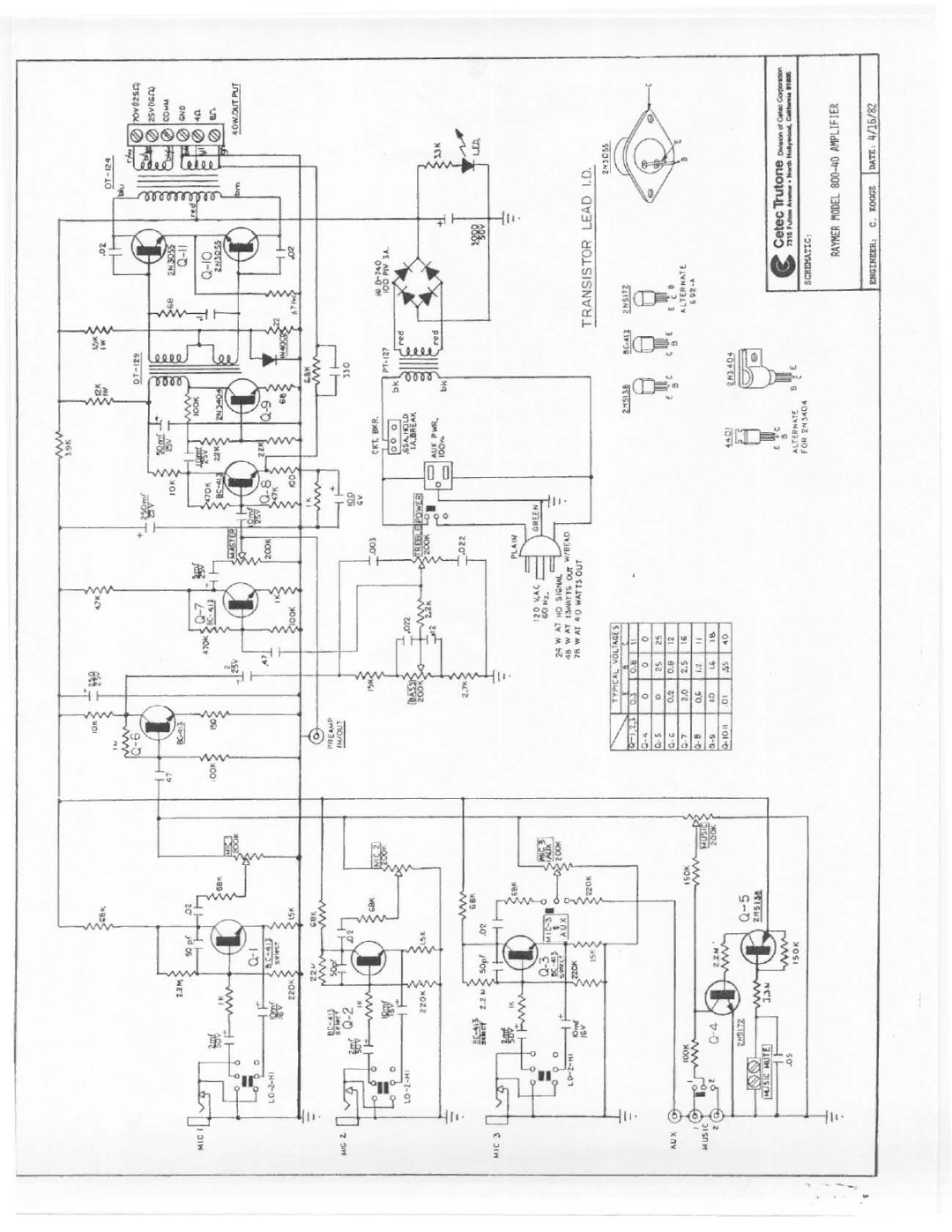 Telex 800-40 manual 